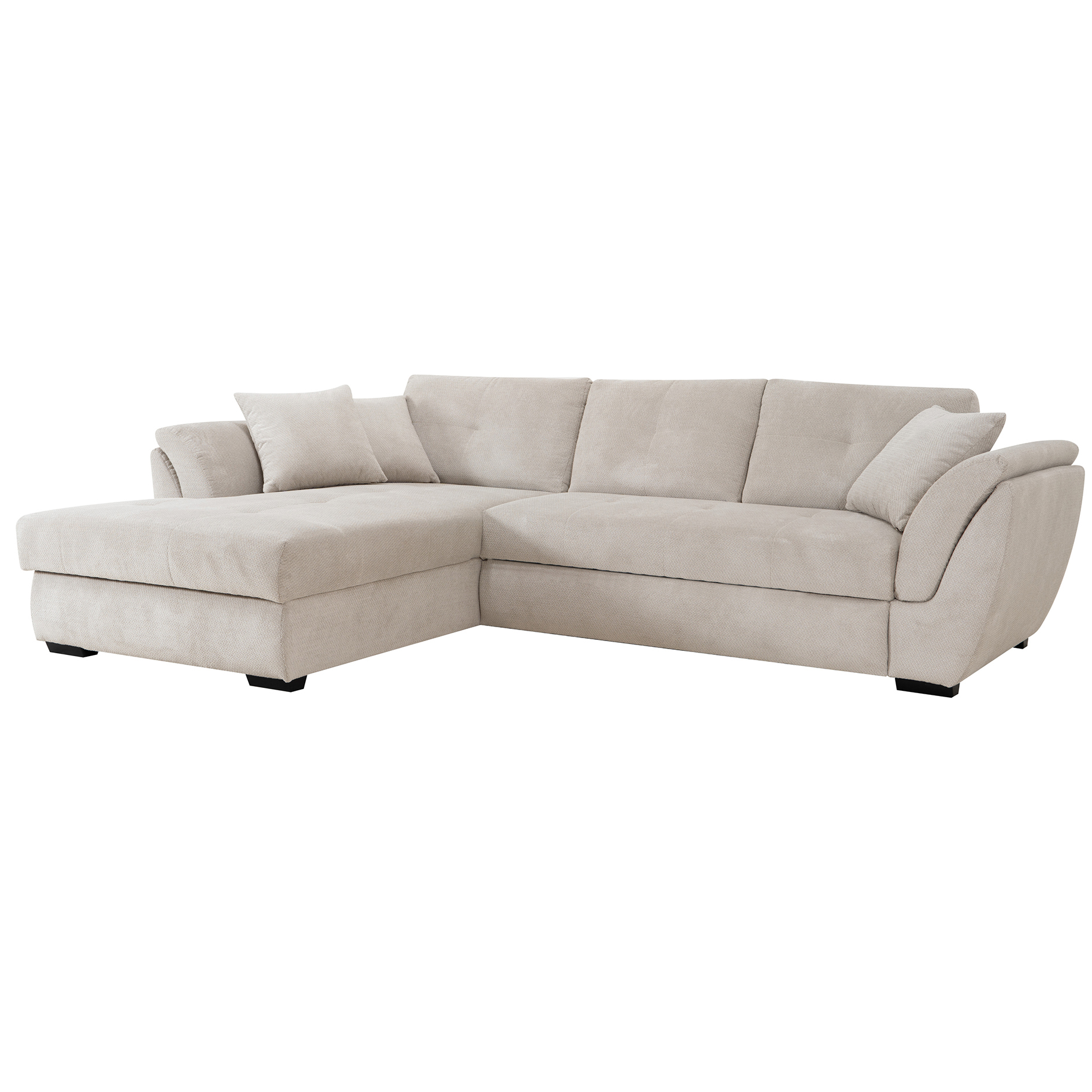 Ecksofa - creme - Liegefunktion - Recamiere links