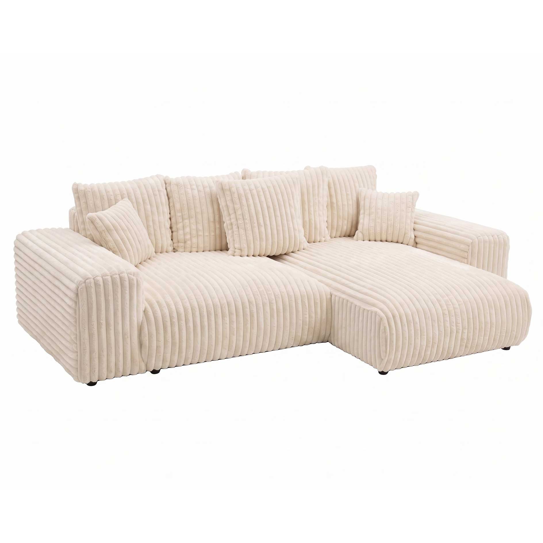 Ecksofa - creme - Liegefuntkion - Staukasten - Cord