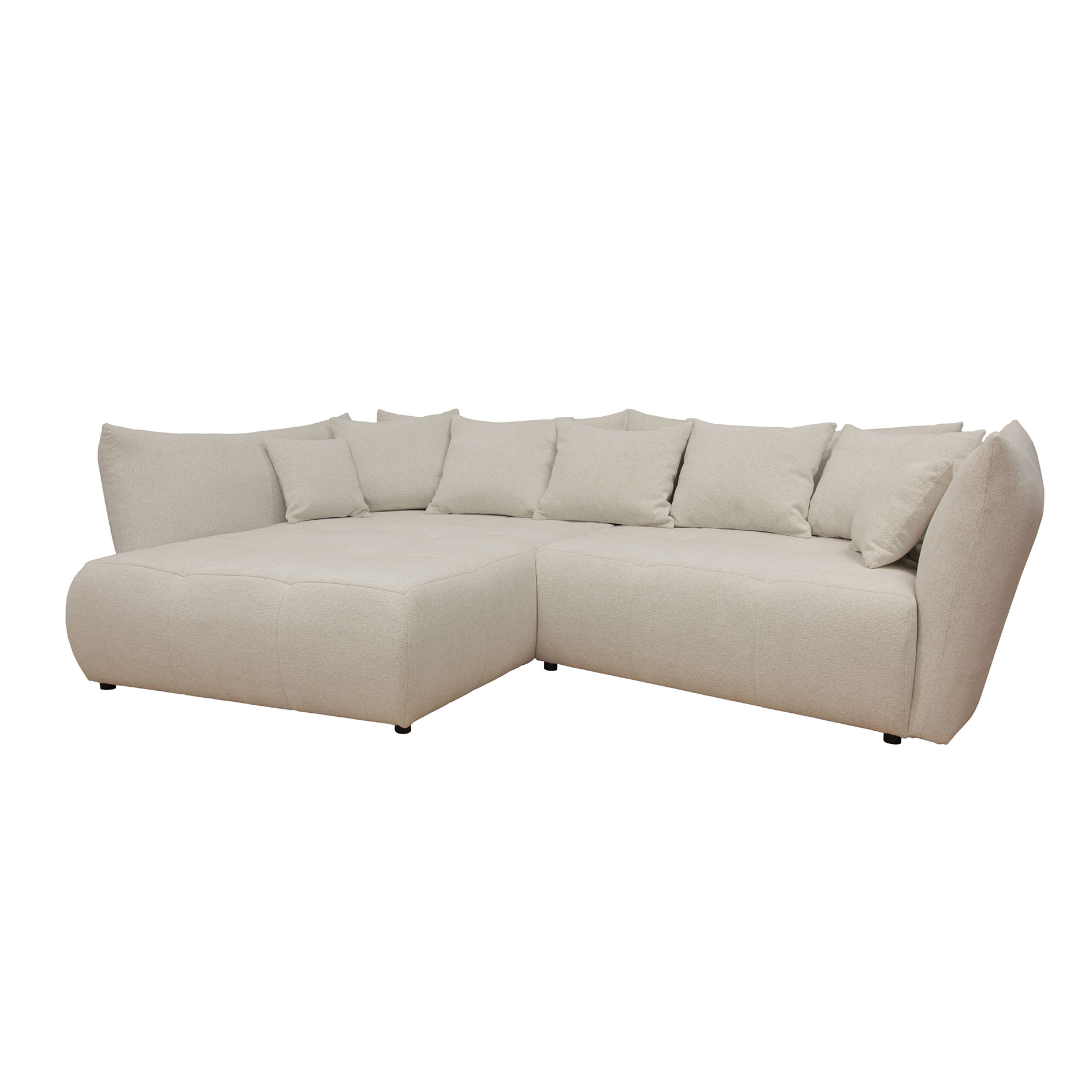 Ecksofa - creme - Velours - Ottomane links