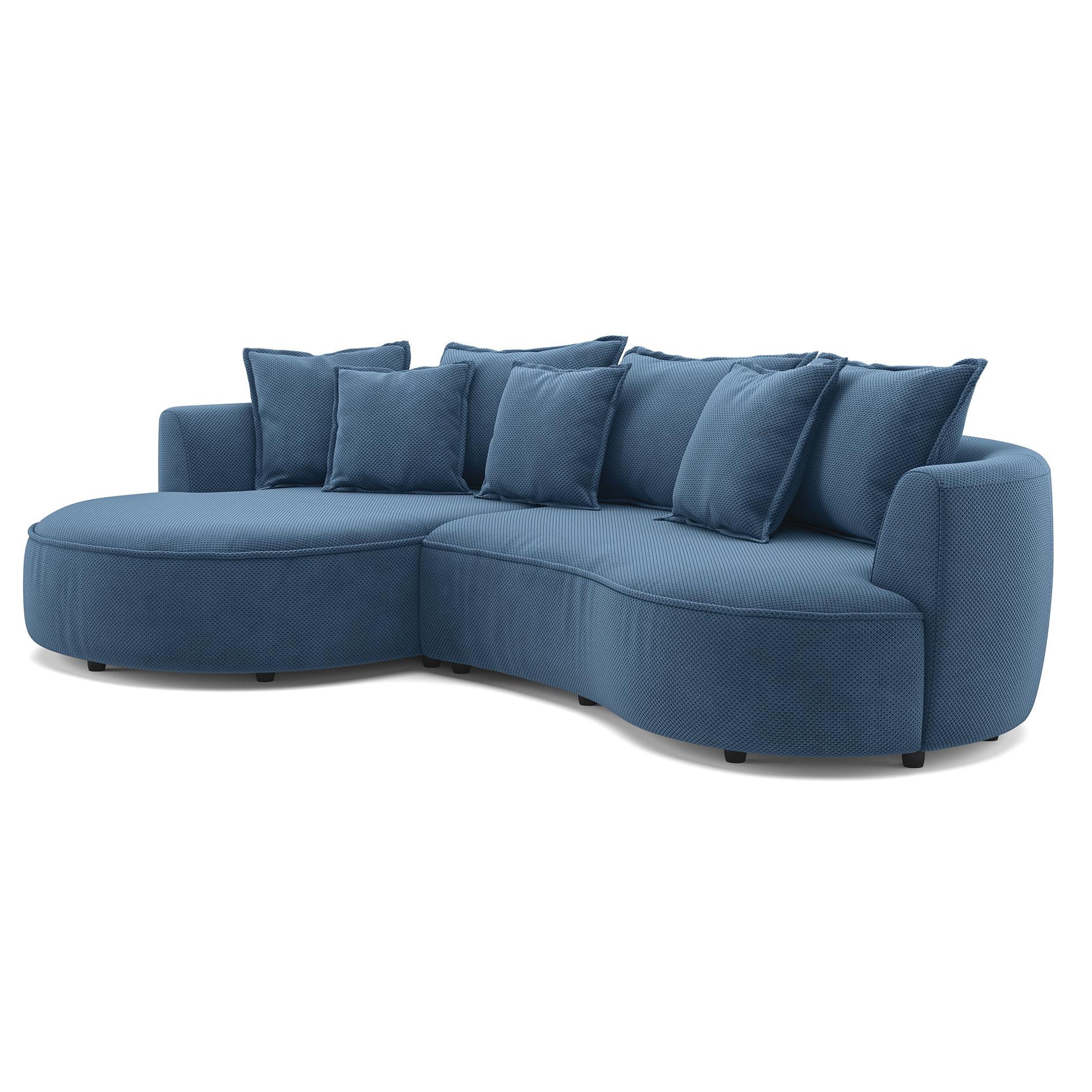 Ecksofa - dark blue - Samt - 287 cm - Recamiere links