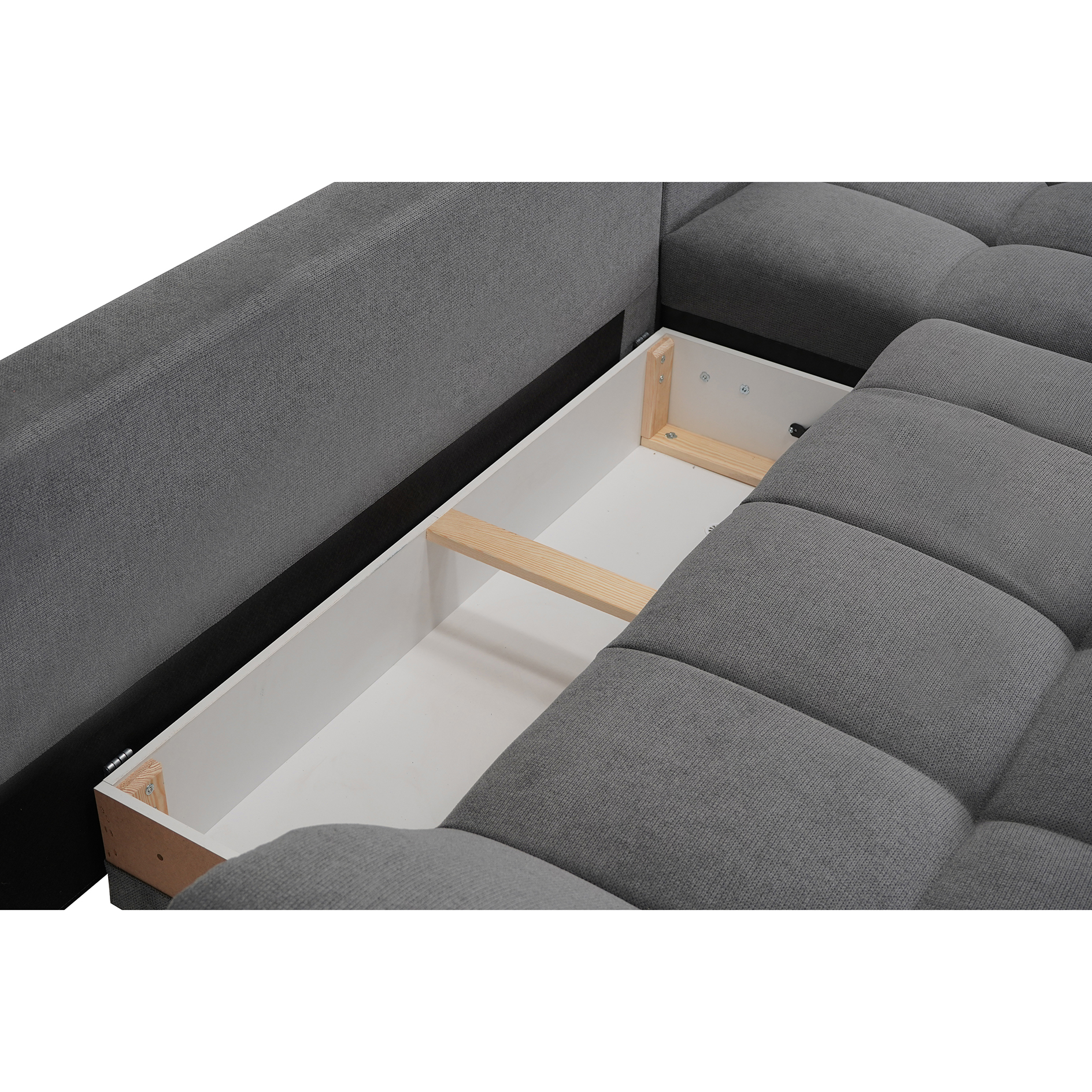 Ecksofa - dark grey - Liegefunktion - Staukasten - mit Kissen - Ottomane rechts