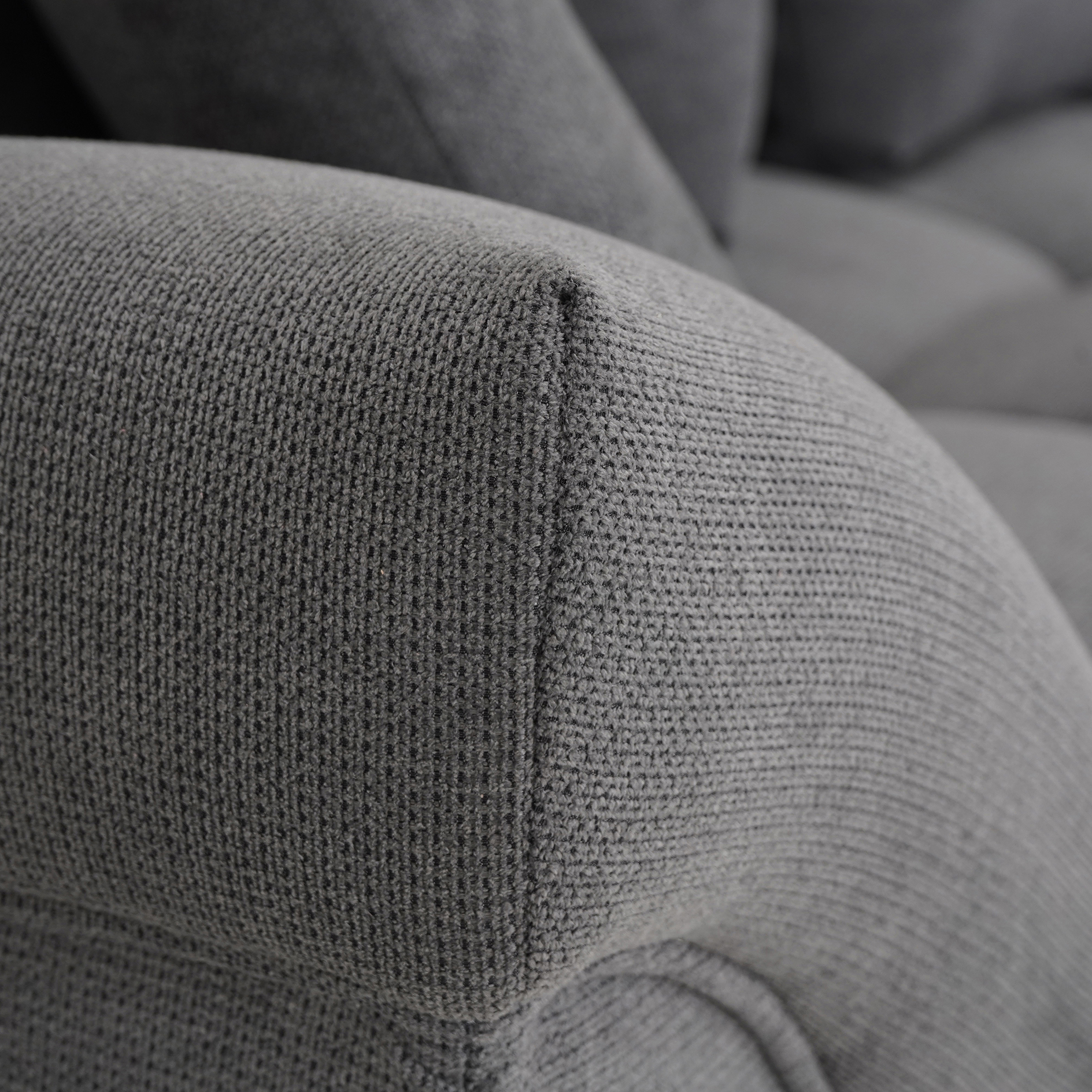 Ecksofa - dark grey - Liegefunktion - Staukasten - mit Kissen - Ottomane rechts
