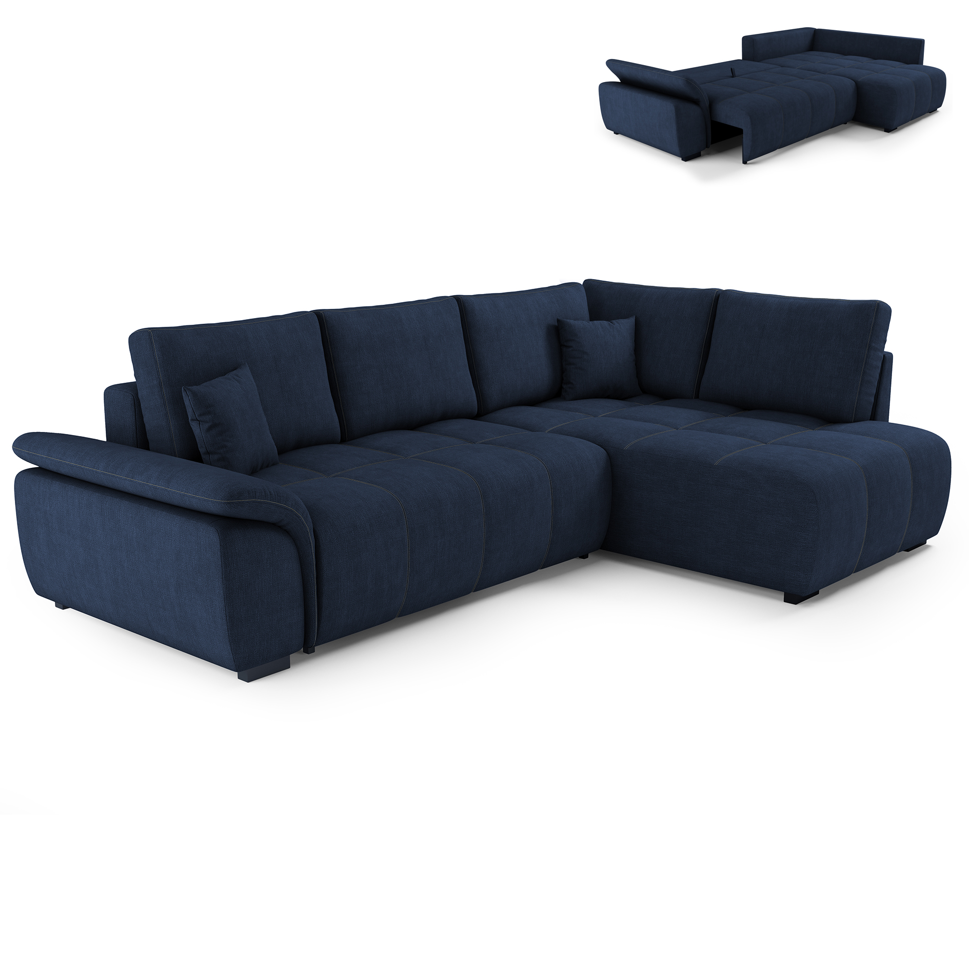 Ecksofa - deep blue - Boxspringfederung - Staukasten - Dauerschläfer