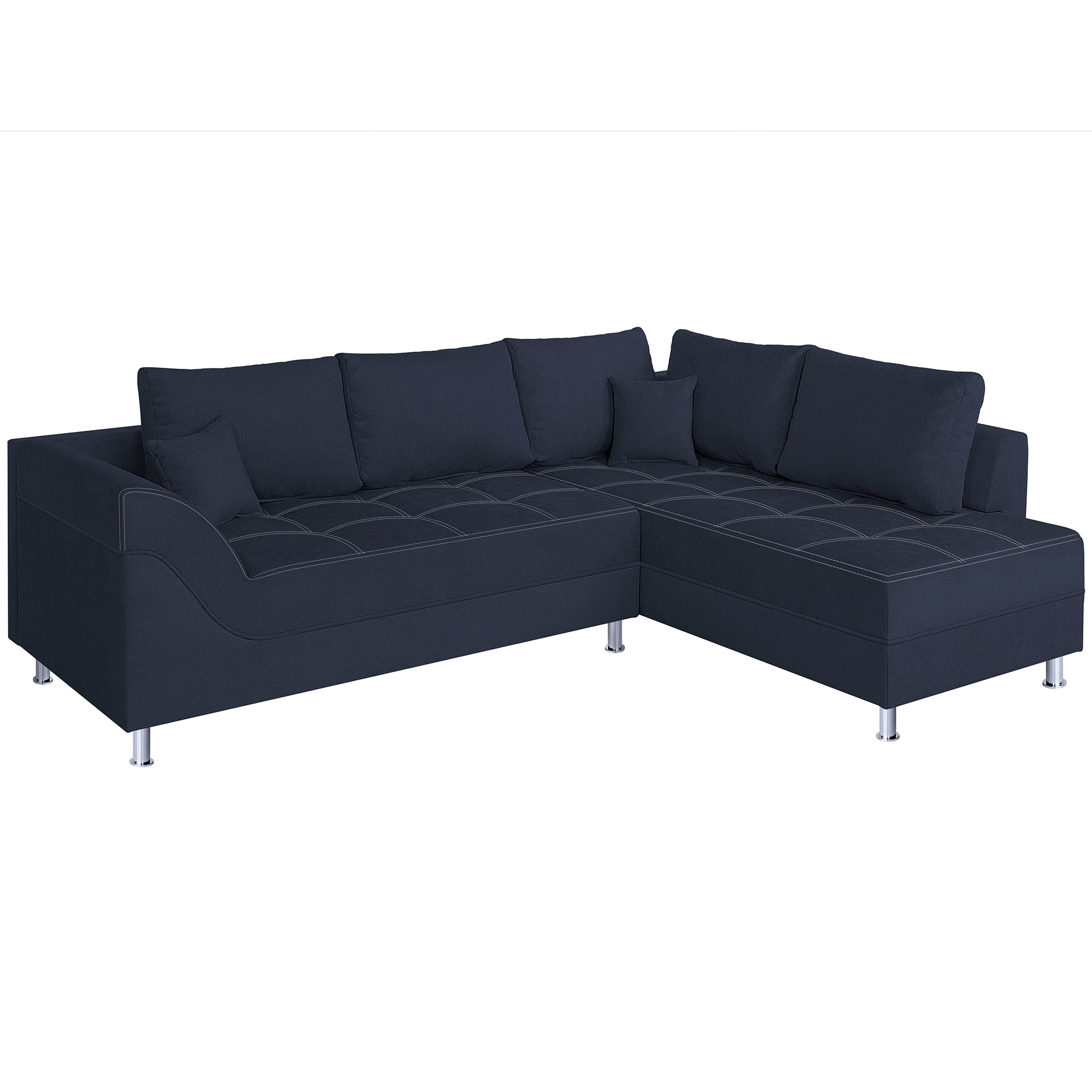 Ecksofa - deep blue - Federkern - mit Kissen
