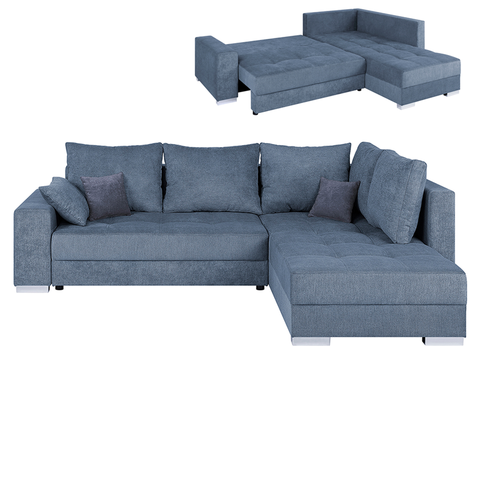 Ecksofa - denim - Microfaser - mit Liegefunktion