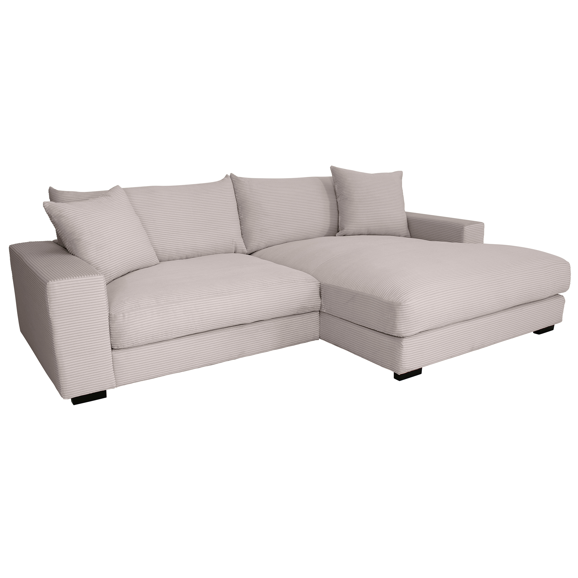 Ecksofa - dove - Cord - Recamiere rechts