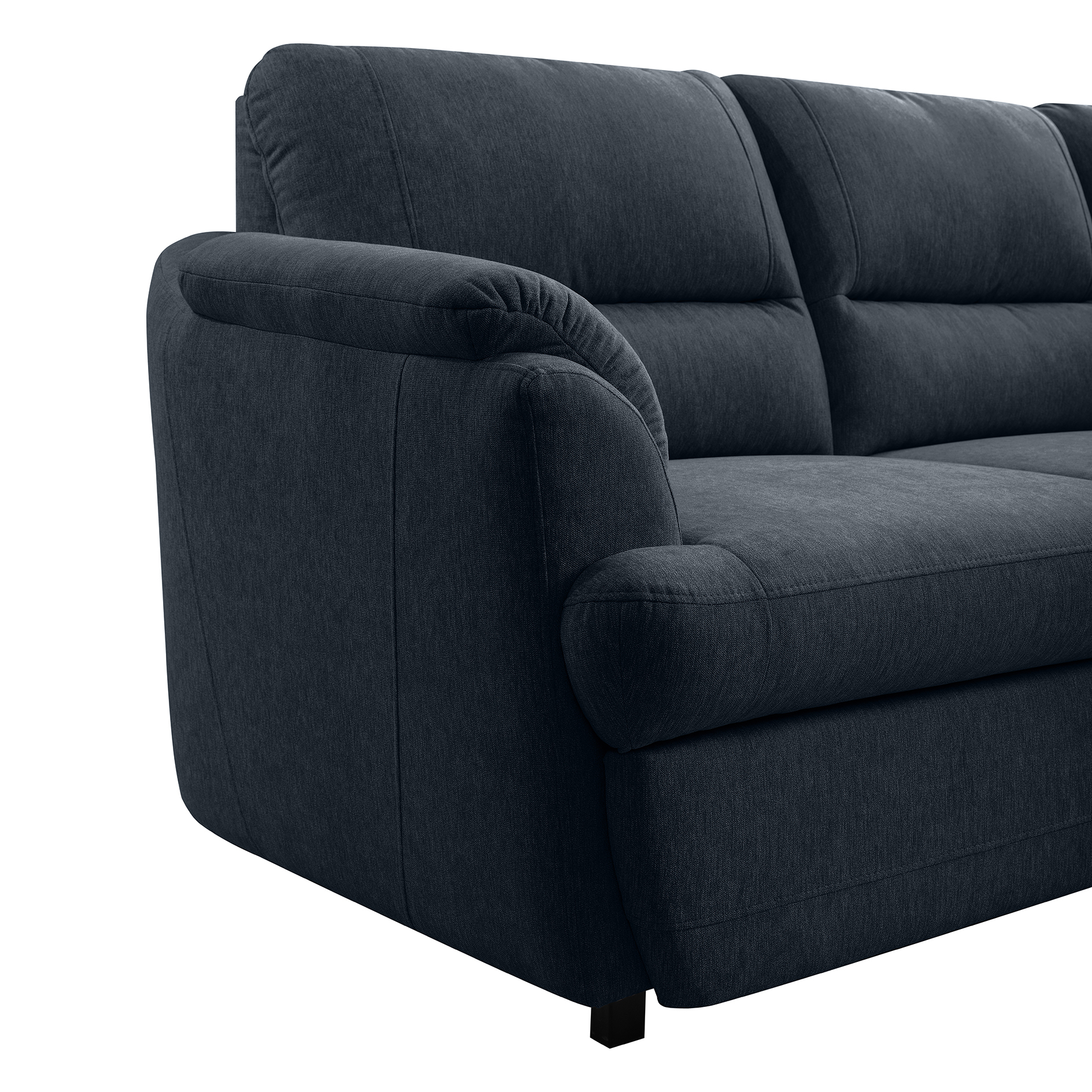Ecksofa - dunkelblau - Liegefunktion - Staukasten - Ottomane rechts