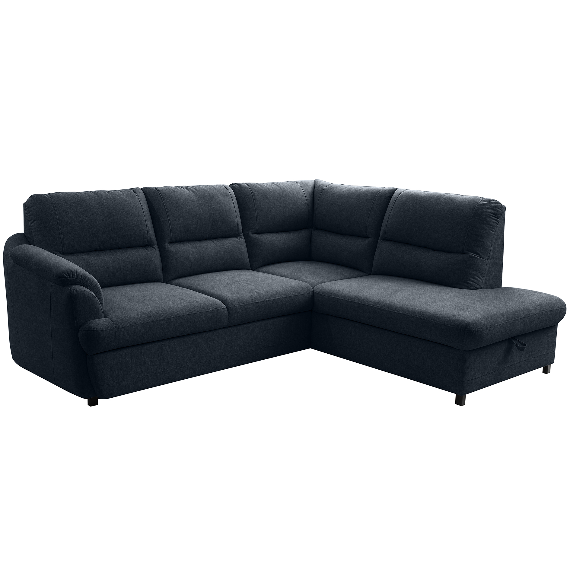 Ecksofa - dunkelblau - Liegefunktion - Staukasten - Ottomane rechts