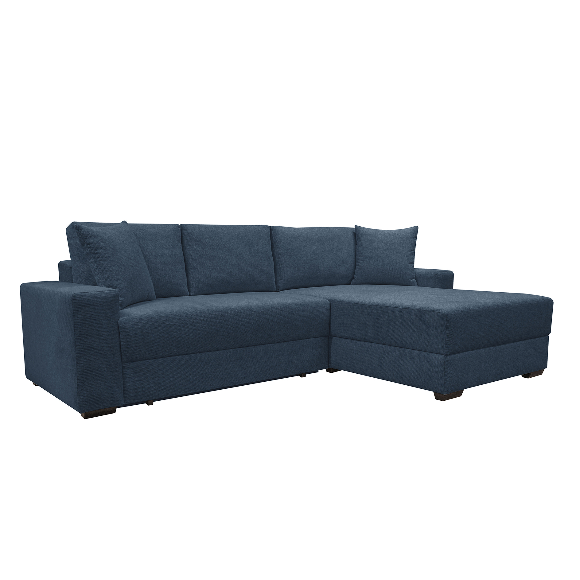 Ecksofa - dunkelblau - Webstoff - Dauerschläfer mit Staukasten