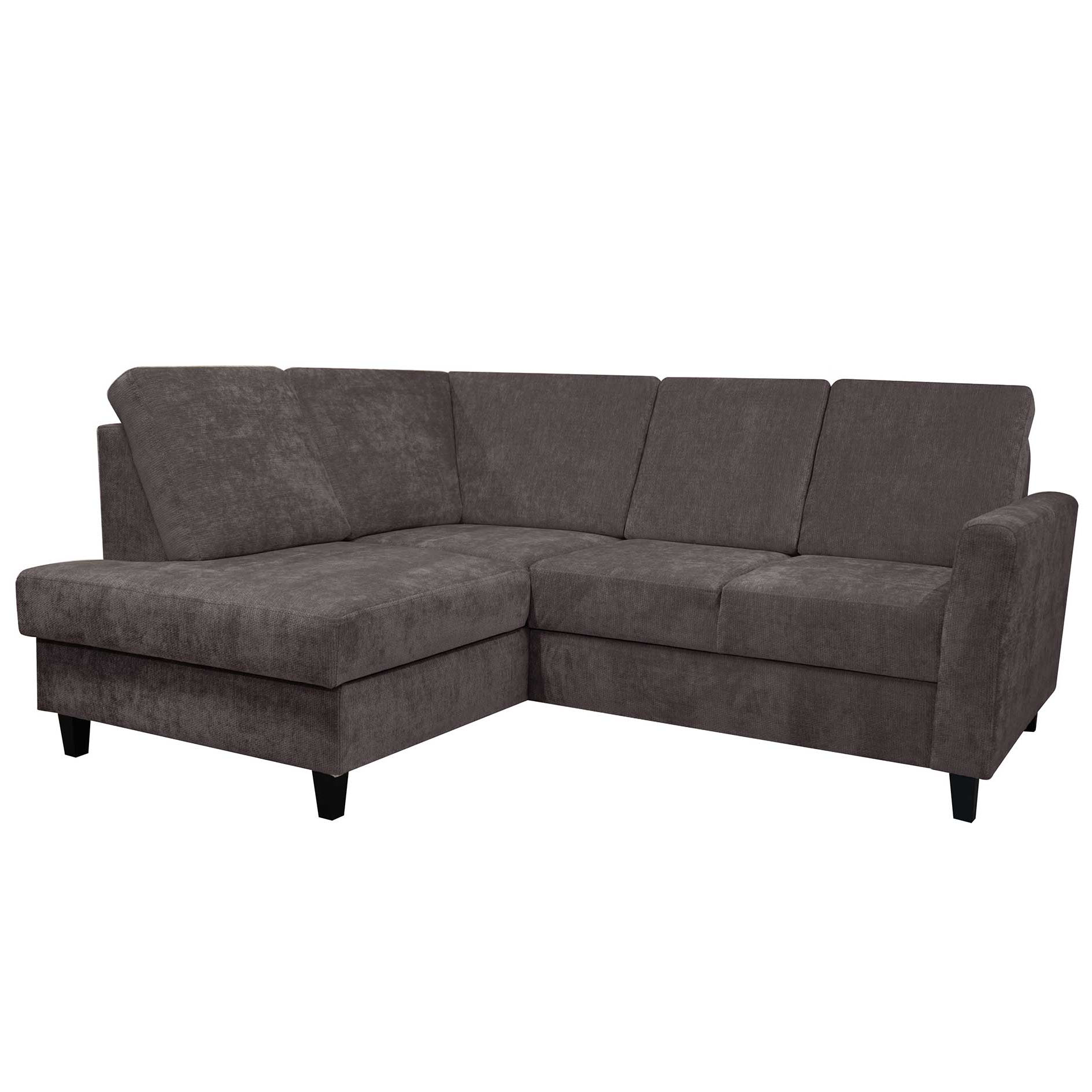 Ecksofa - dunkelbraun - Liegefunktion - Staukasten - Ottomane links