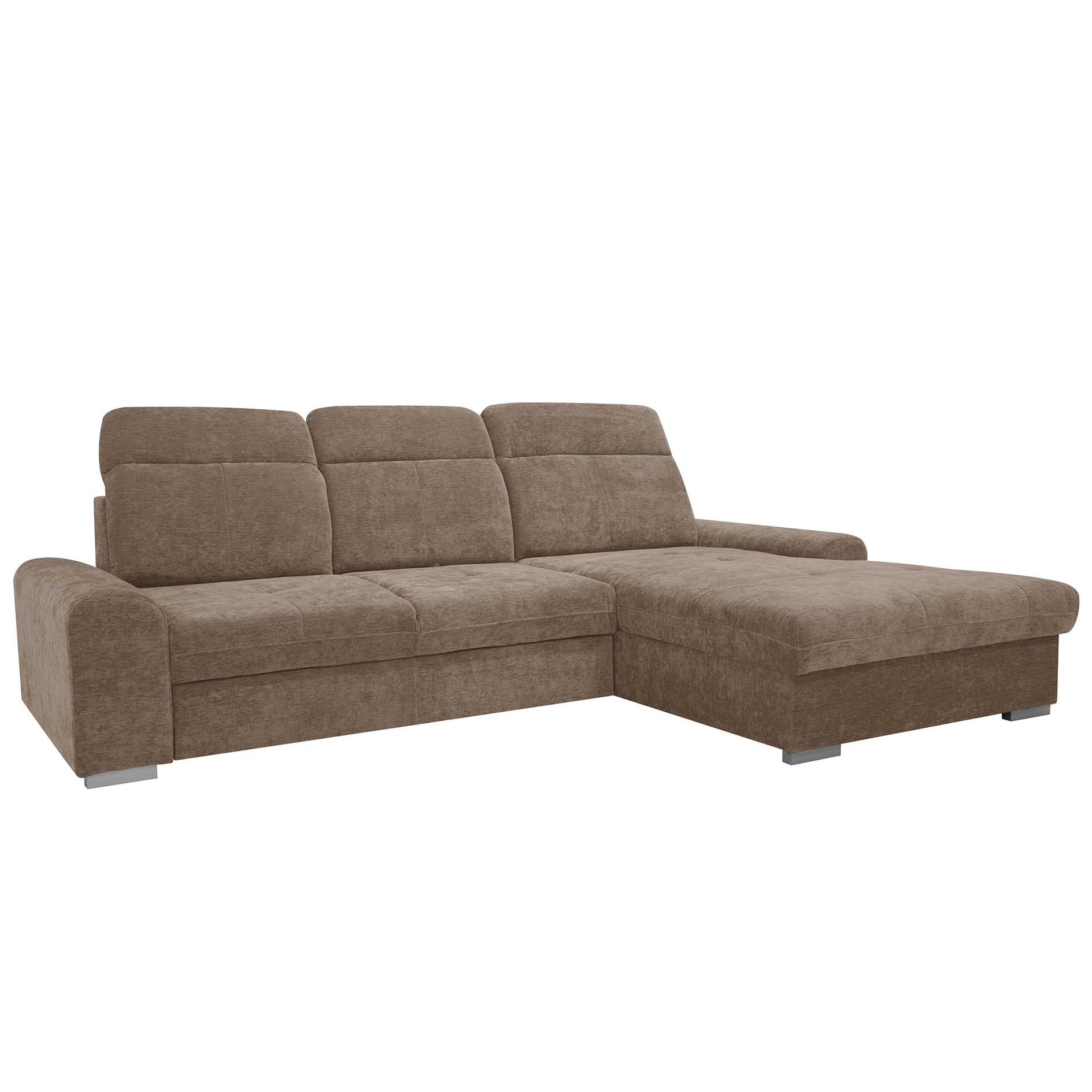 Ecksofa - dunkelbraun - Liegefunktion - Staukasten - Ottomane rechts