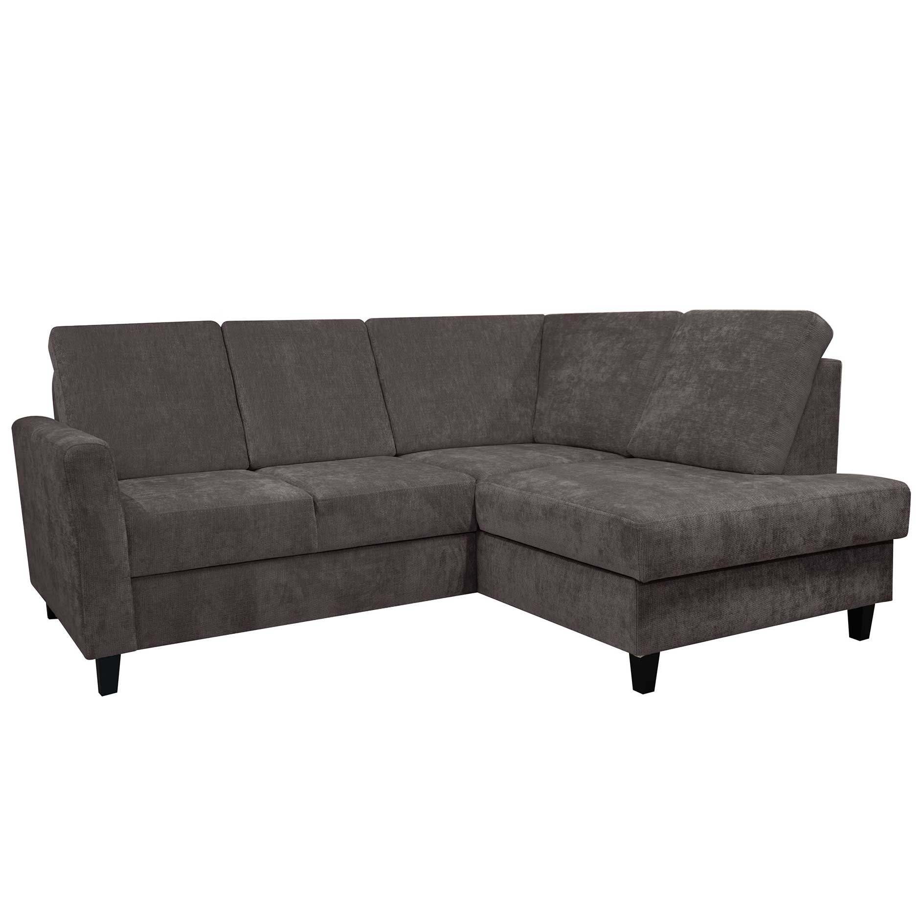 Ecksofa - dunkelbraun - Liegefunktion - Staukasten - Ottomane rechts