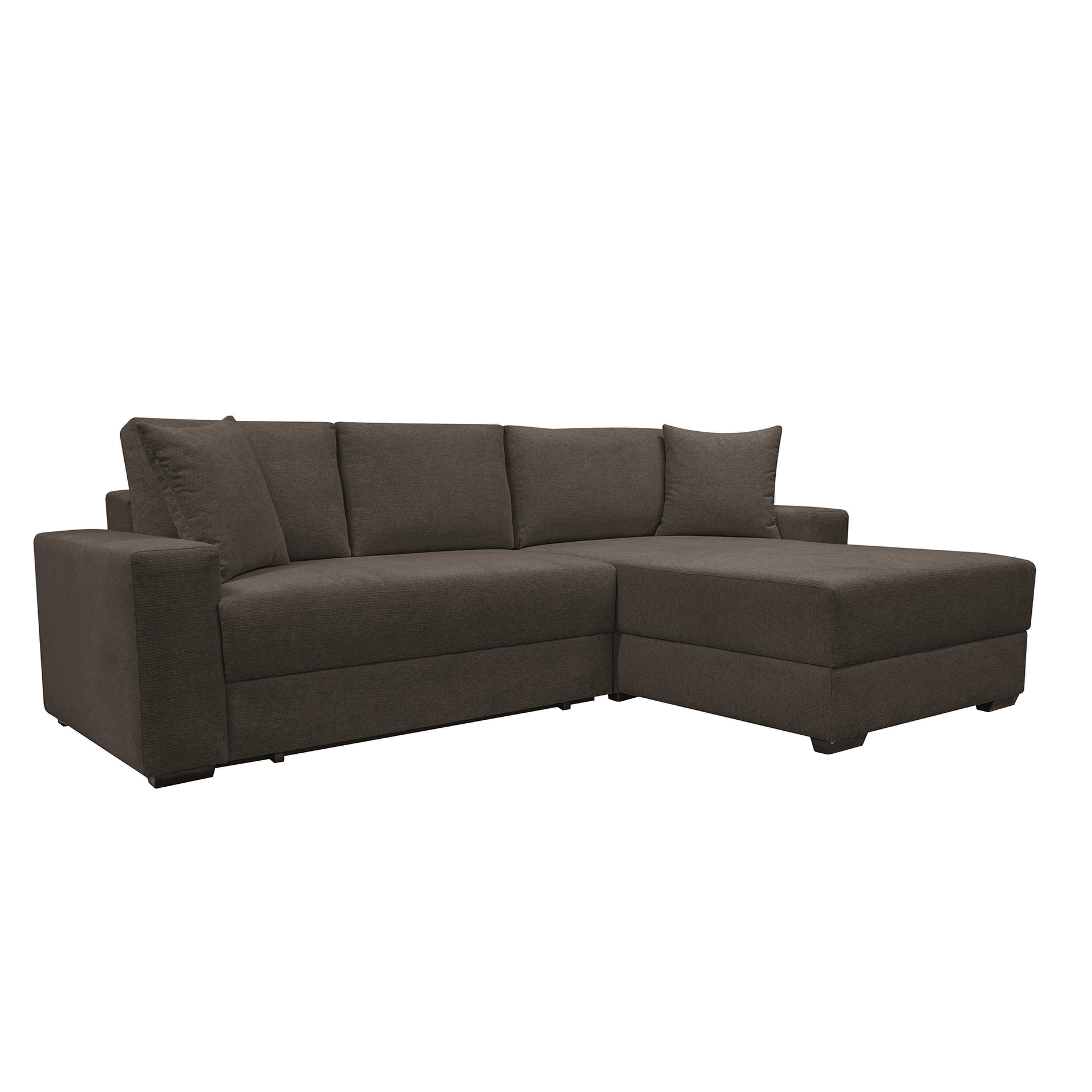 Ecksofa - dunkelbraun - Webstoff - Dauerschläfer mit Staukasten