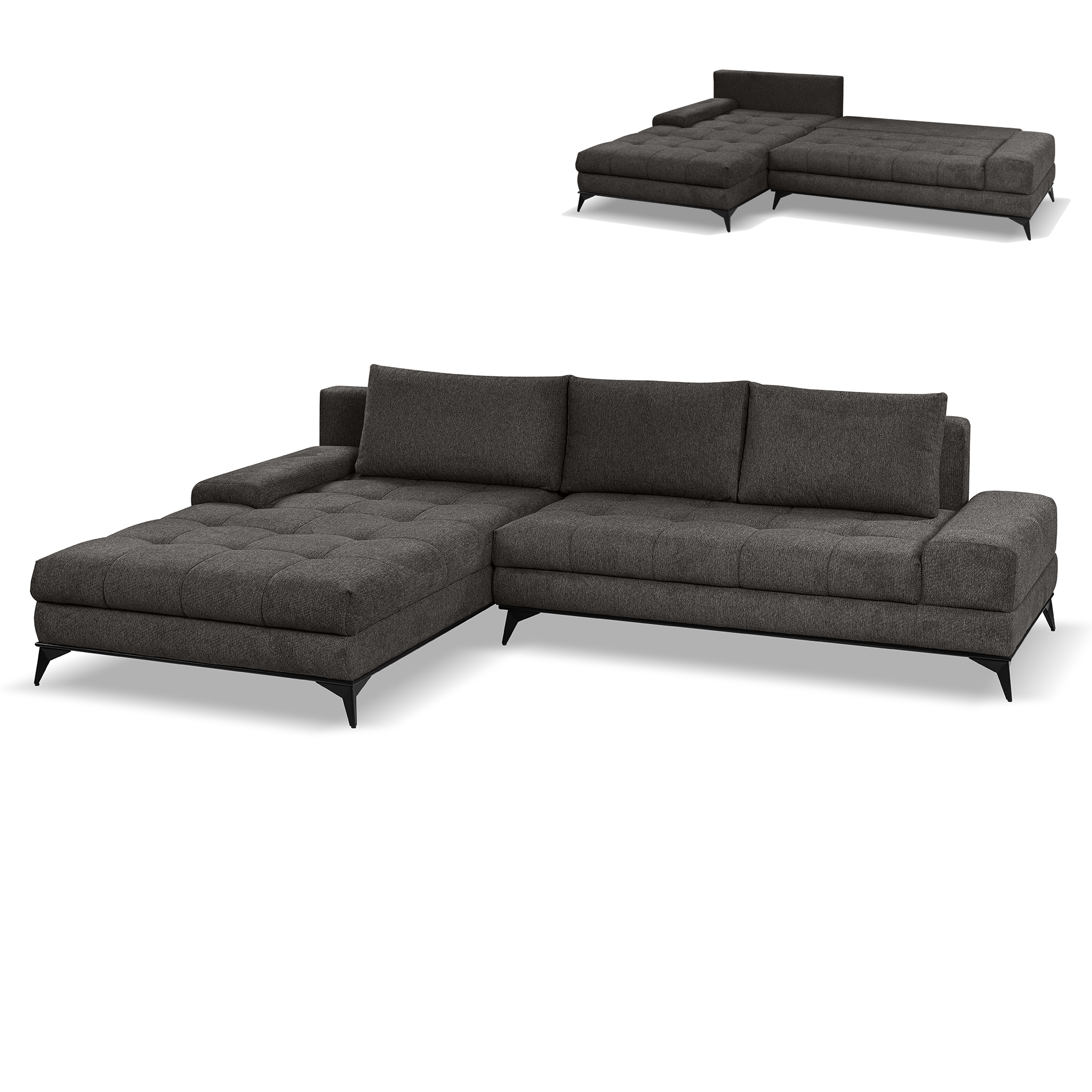 Ecksofa - elephant - Liegefunktion und Staukasten - Longchair links