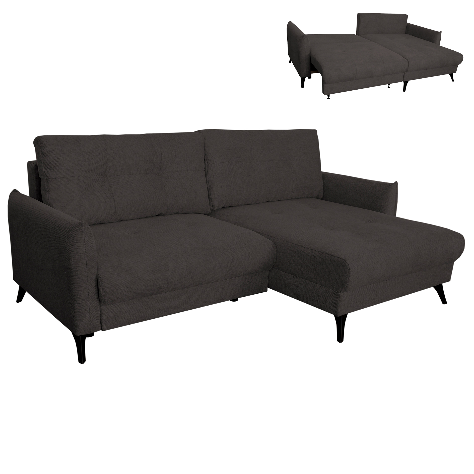 Ecksofa - espresso - Liegefunktion - Staukasten - beidseitig montierbar