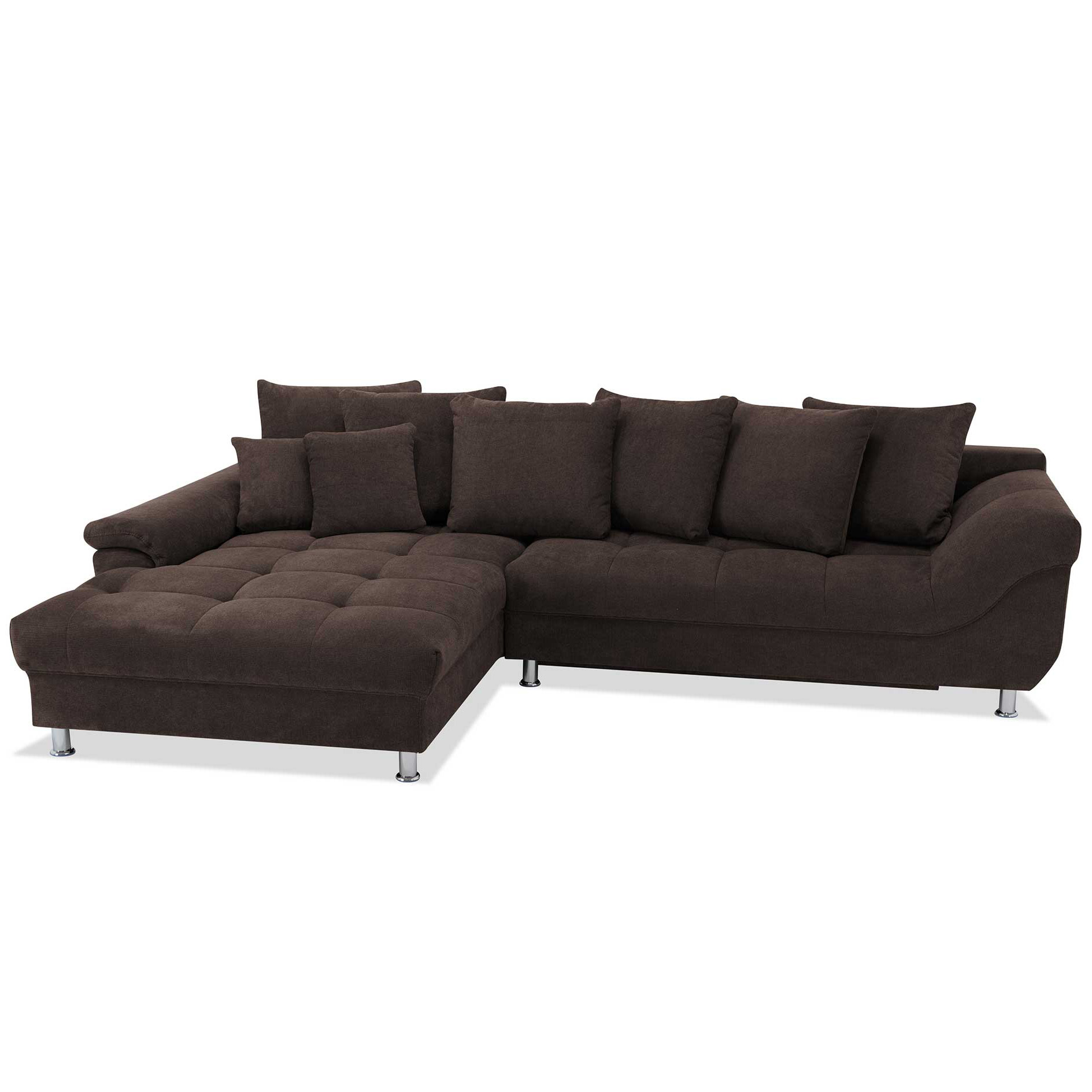 Ecksofa - espresso - Liegefunktion - Staukasten - mit Kissen - Ottomane links