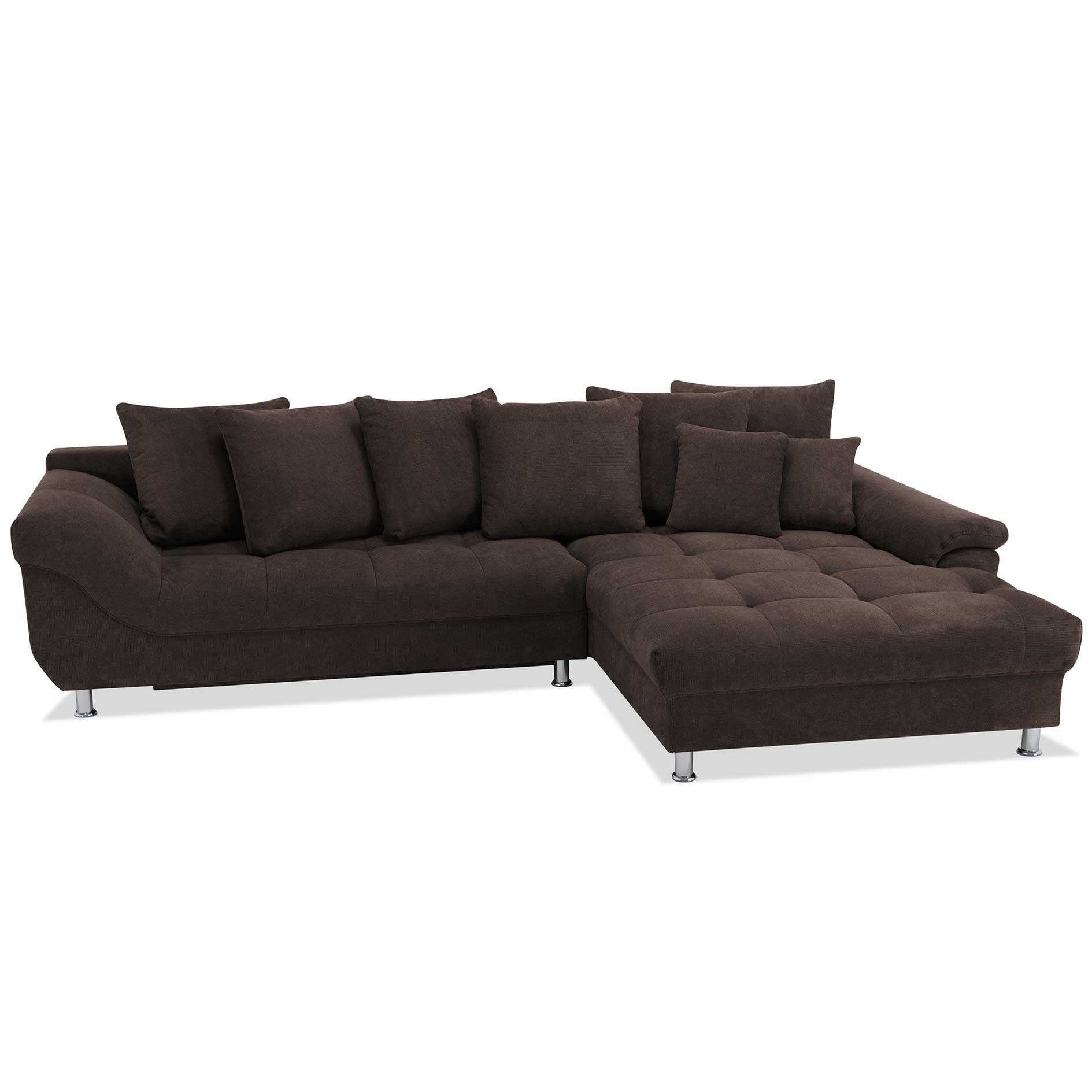 Ecksofa - espresso - Liegefunktion - Staukasten - mit Kissen - Ottomane rechts