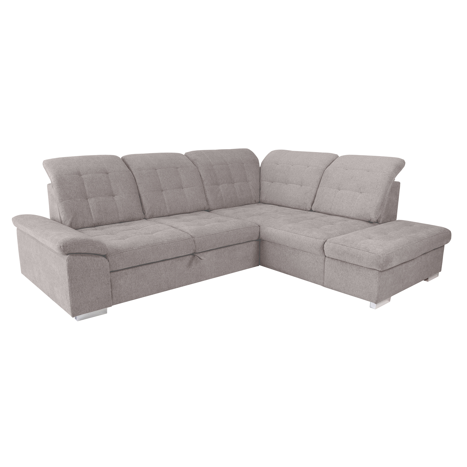 Ecksofa - fossil - Liegefunktion und Staukasten - Ottomane rechts