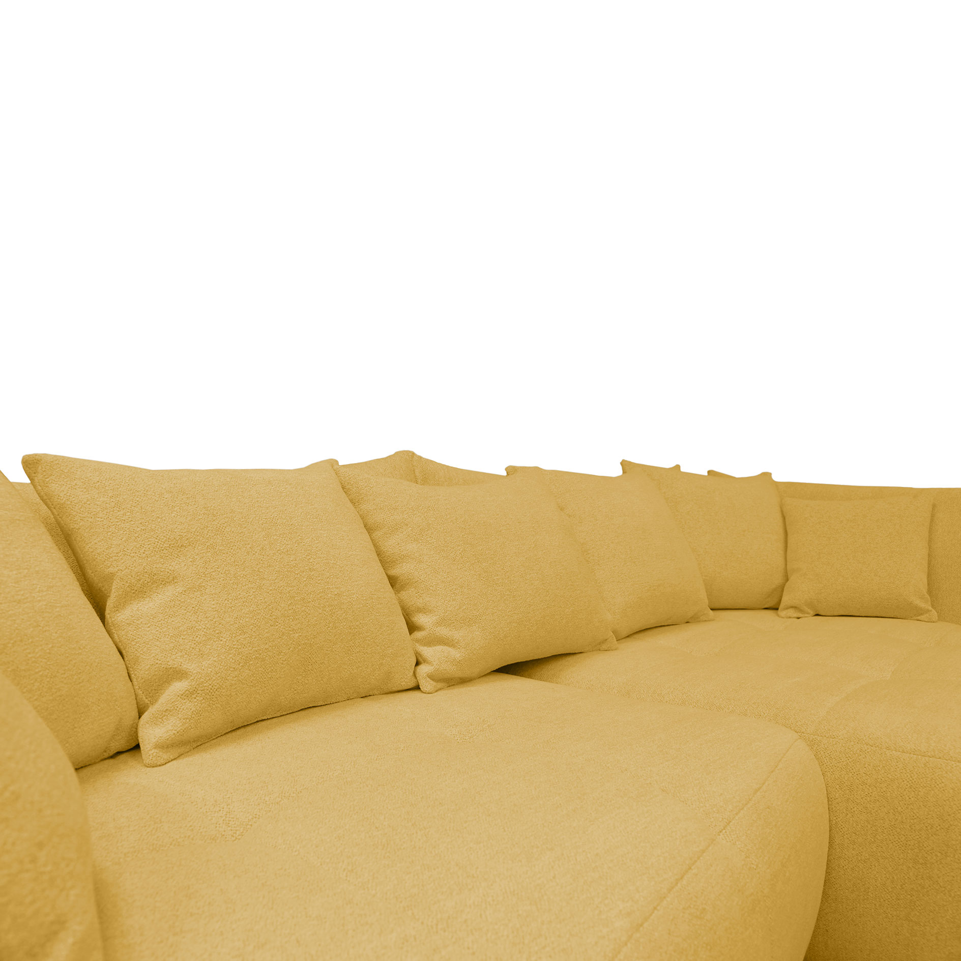 Ecksofa - gelb - Velours - Ottomane rechts