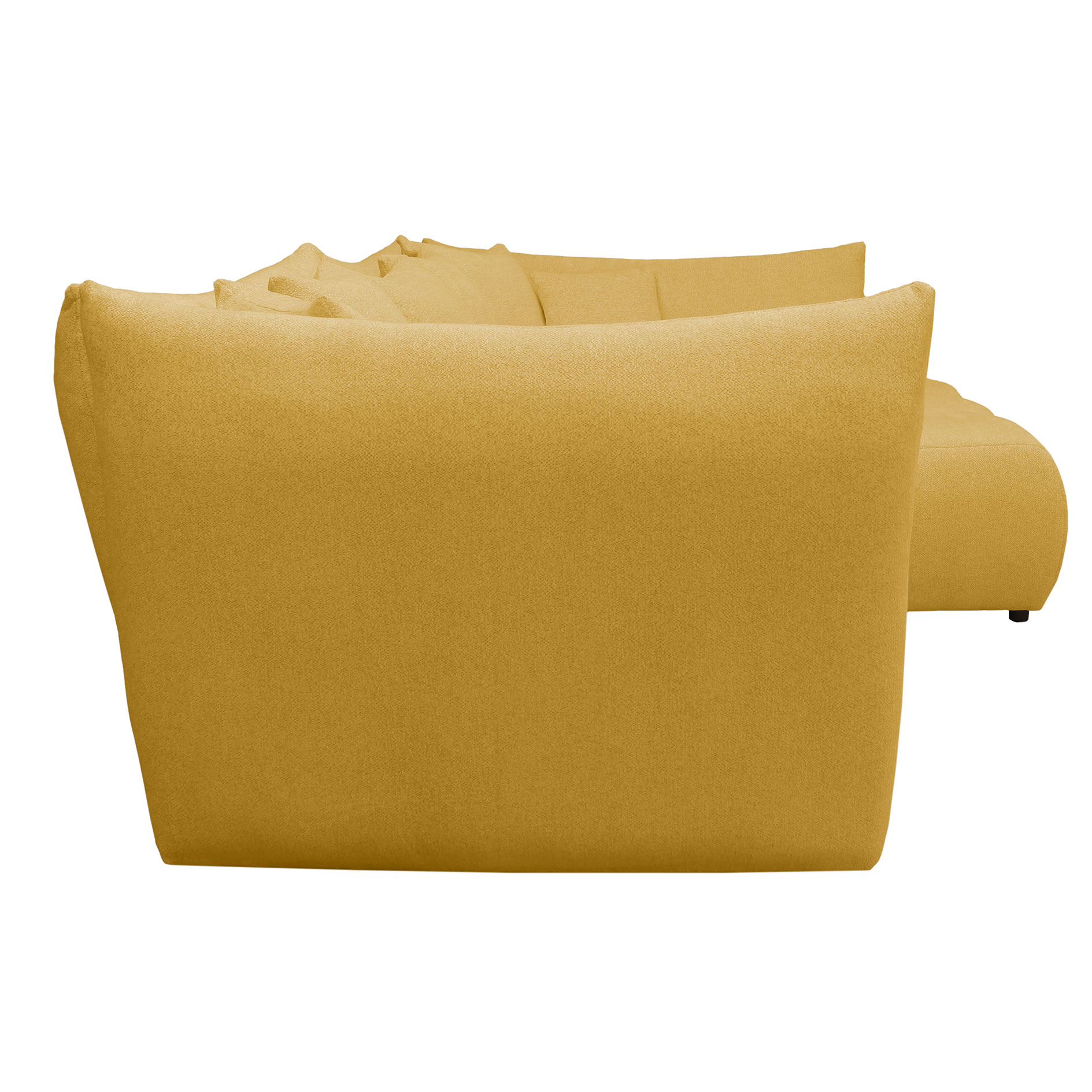 Ecksofa - gelb - Velours - Ottomane rechts