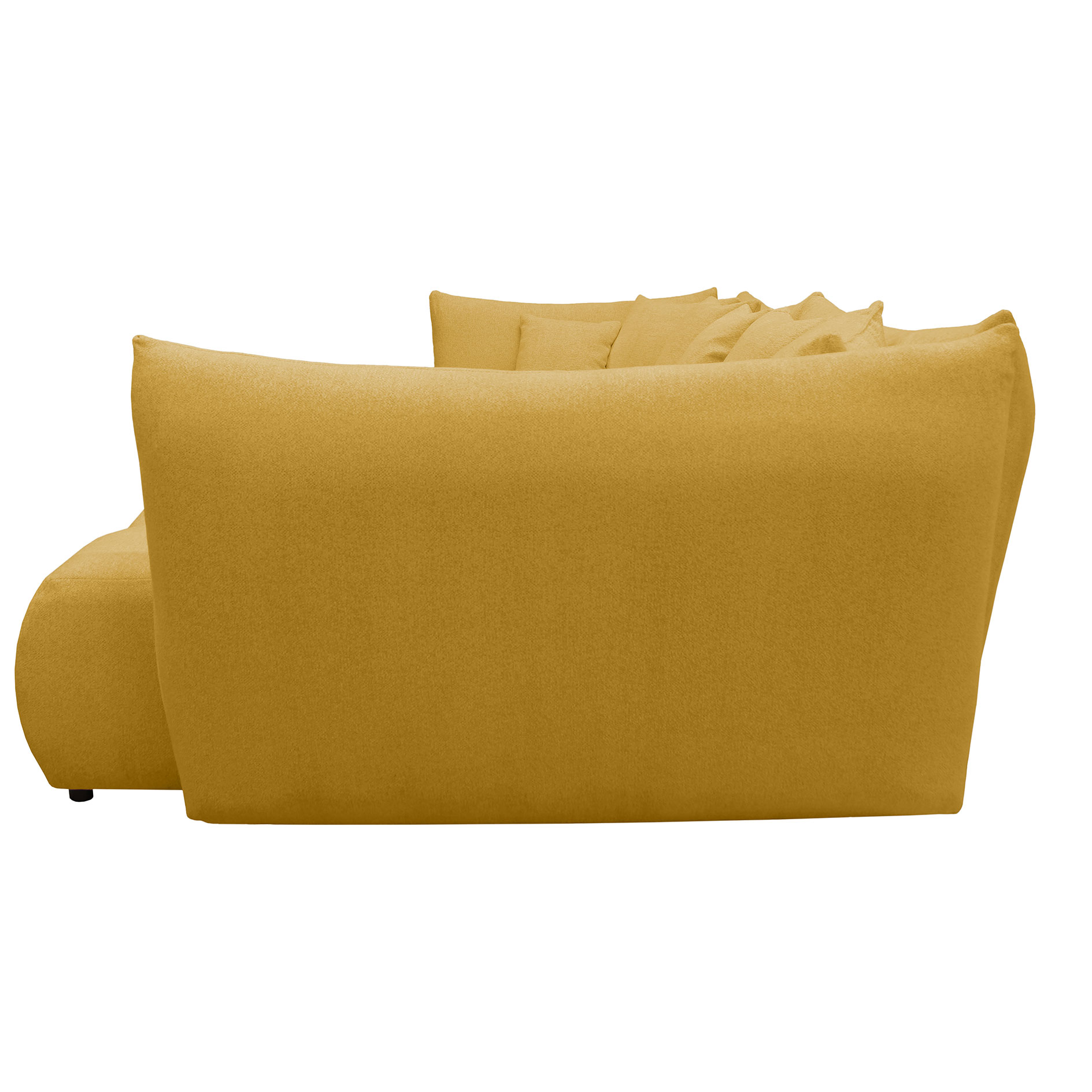 Ecksofa - gelb - Velours - Ottomane rechts