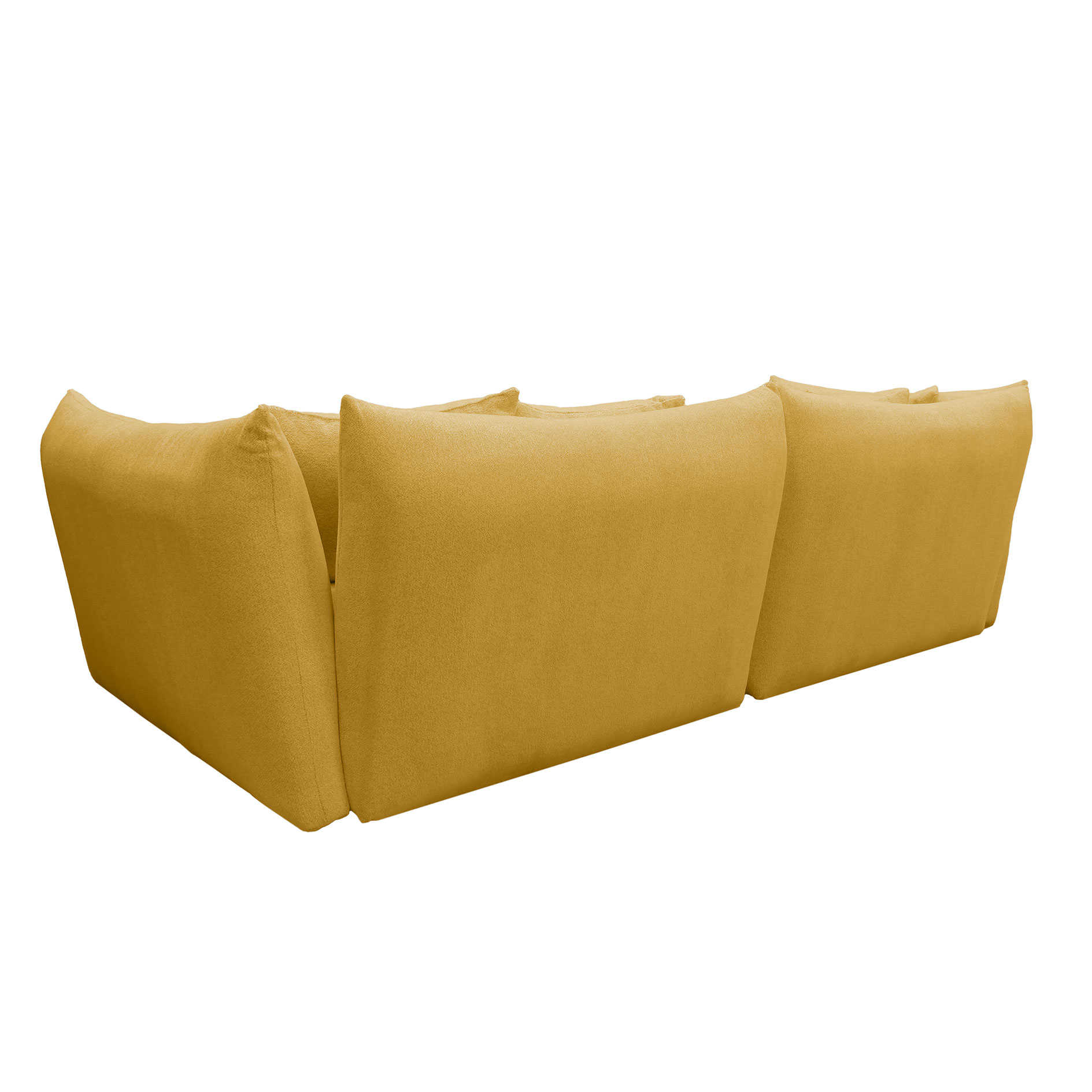 Ecksofa - gelb - Velours - Ottomane rechts