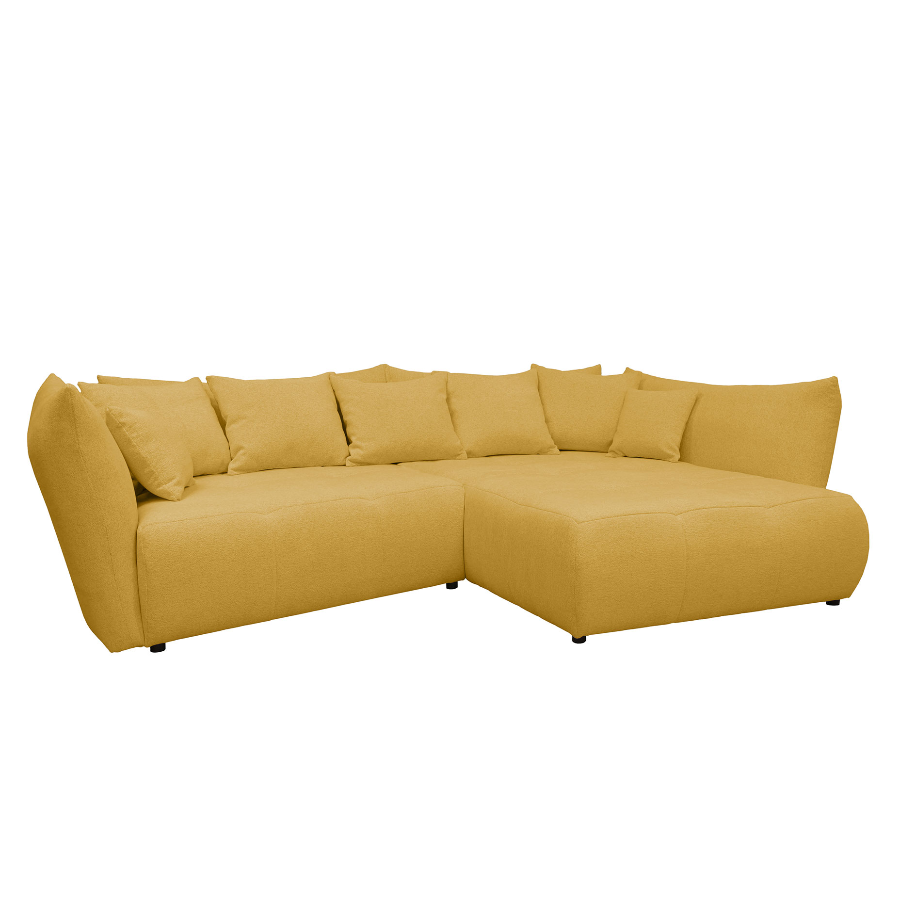 Ecksofa - gelb - Velours - Ottomane rechts