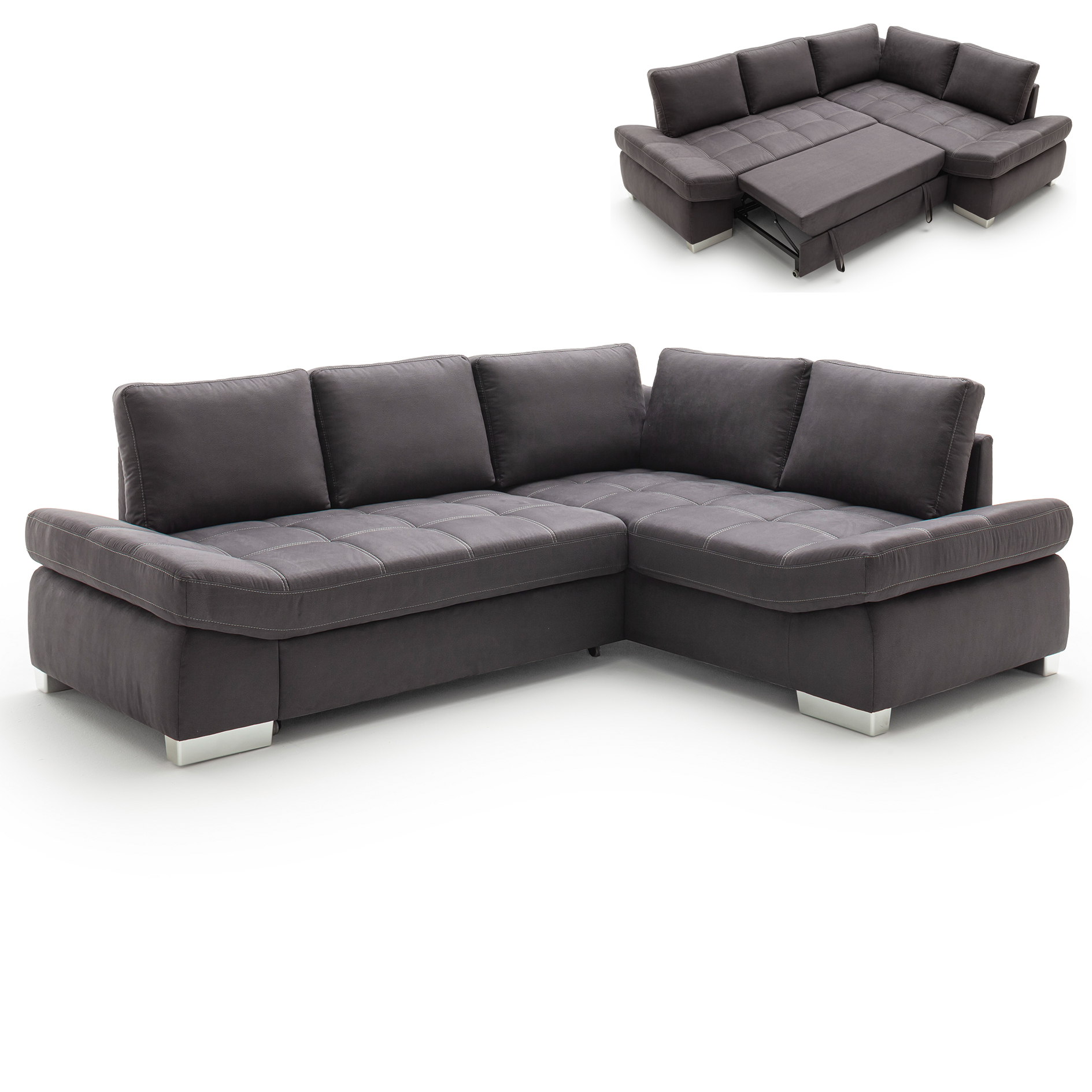 Ecksofa - graphit - Liegefunktion - Microfaser