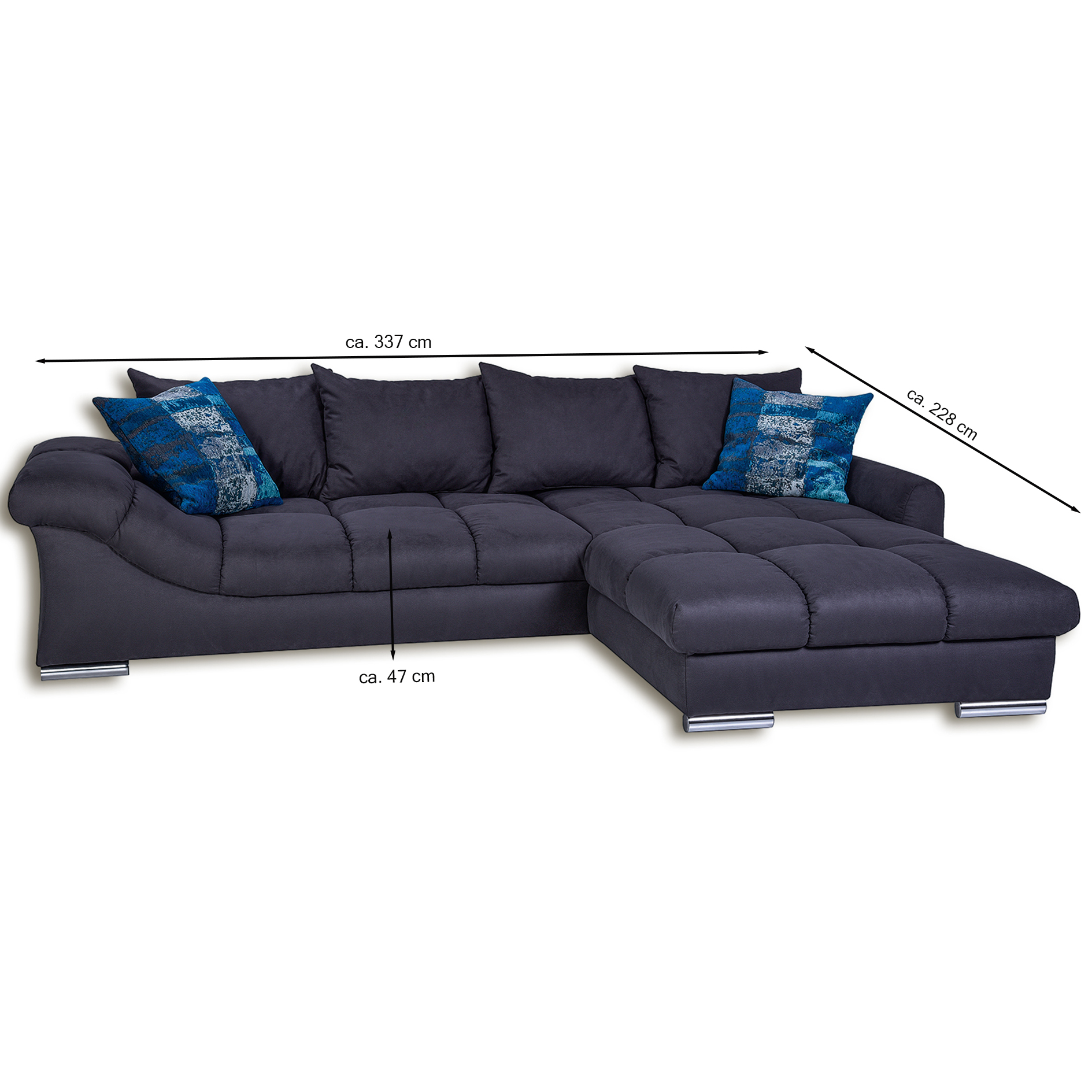 Ecksofa - graphit - Microfaser - inklusive Kissen