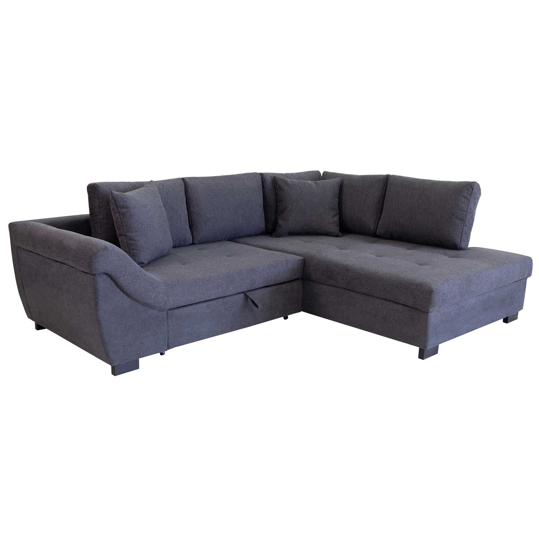 Ecksofa - graphite-anthrazit - Liegefunktion - Microfaser/Webstoff - Ottomane rechts