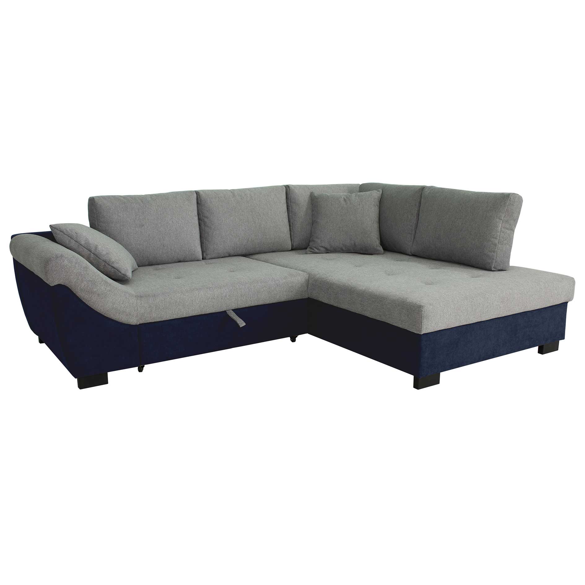 Ecksofa - graphite-cream - Liegefunktion - Microfaser/Strukturgewebe - Ottomane rechts