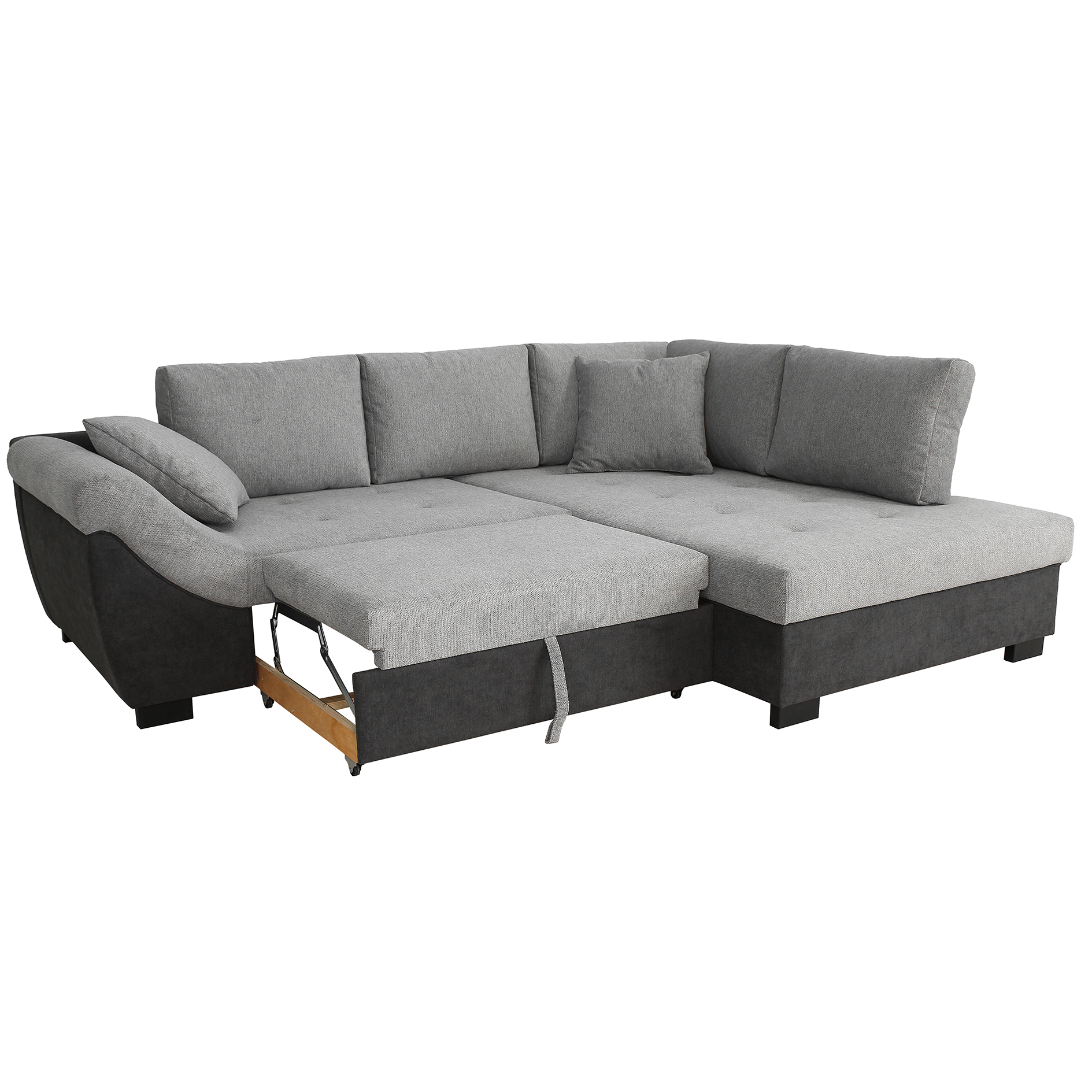 Ecksofa - graphite-grey - Liegefunktion - Microfaser/Strukturgewebe - Ottomane rechts