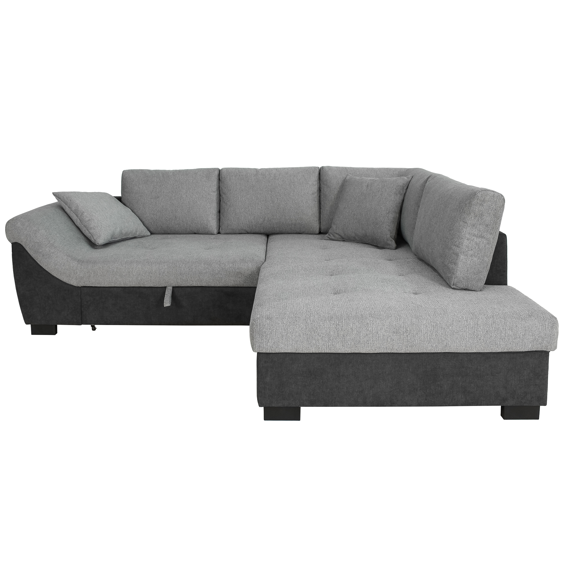 Ecksofa - graphite-grey - Liegefunktion - Microfaser/Strukturgewebe - Ottomane rechts