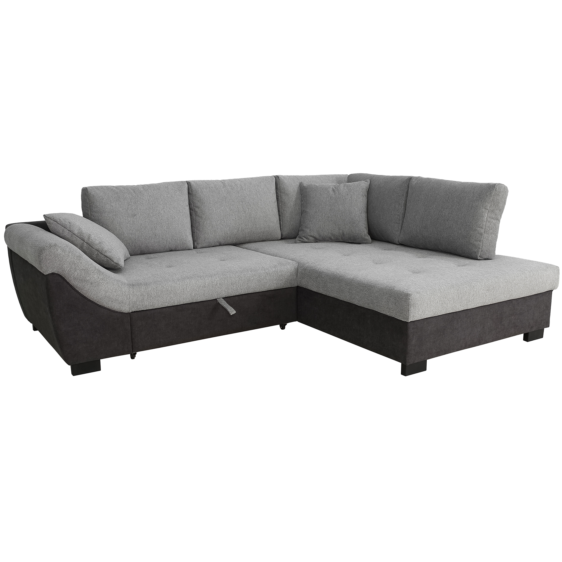 Ecksofa - graphite-grey - Liegefunktion - Microfaser/Strukturgewebe - Ottomane rechts