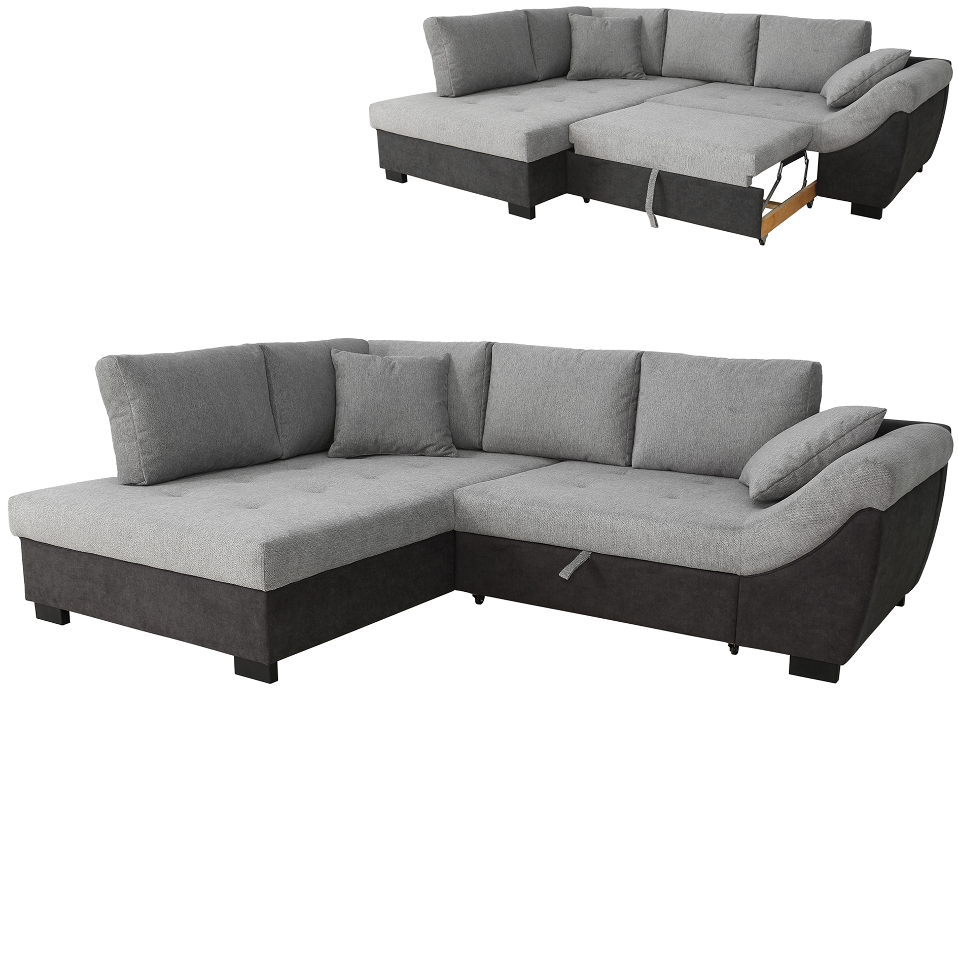 Ecksofa - graphite-grey - Liegefunktion - Ottomane links