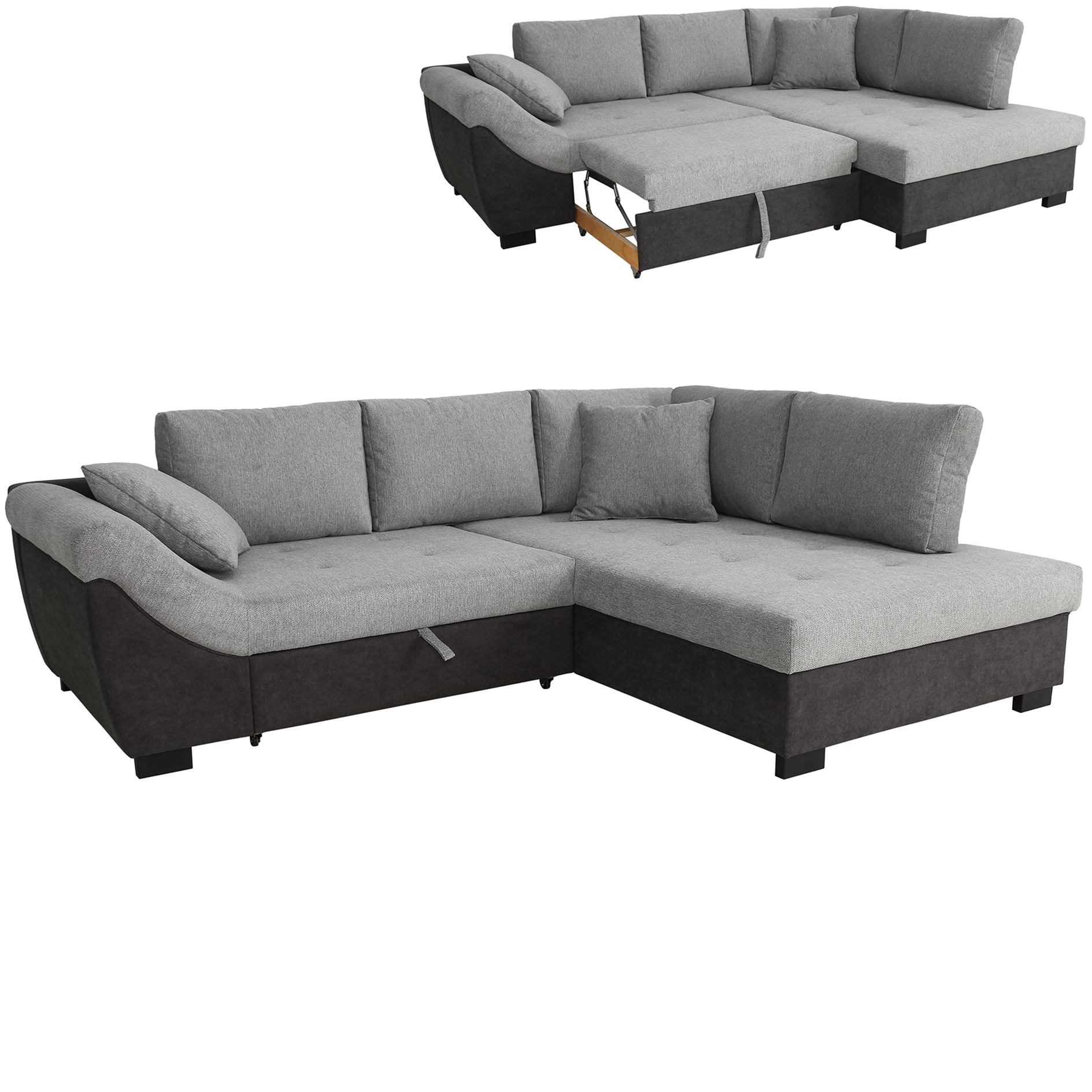 Ecksofa - graphite-grey - Liegefunktion - Ottomane rechts
