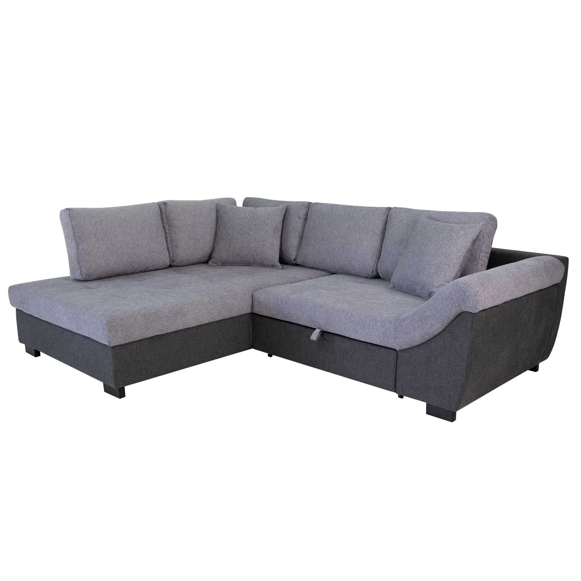Ecksofa - graphite-grey - Liegefunktion - Webstoff/Strukturgewebe - Ottomane links