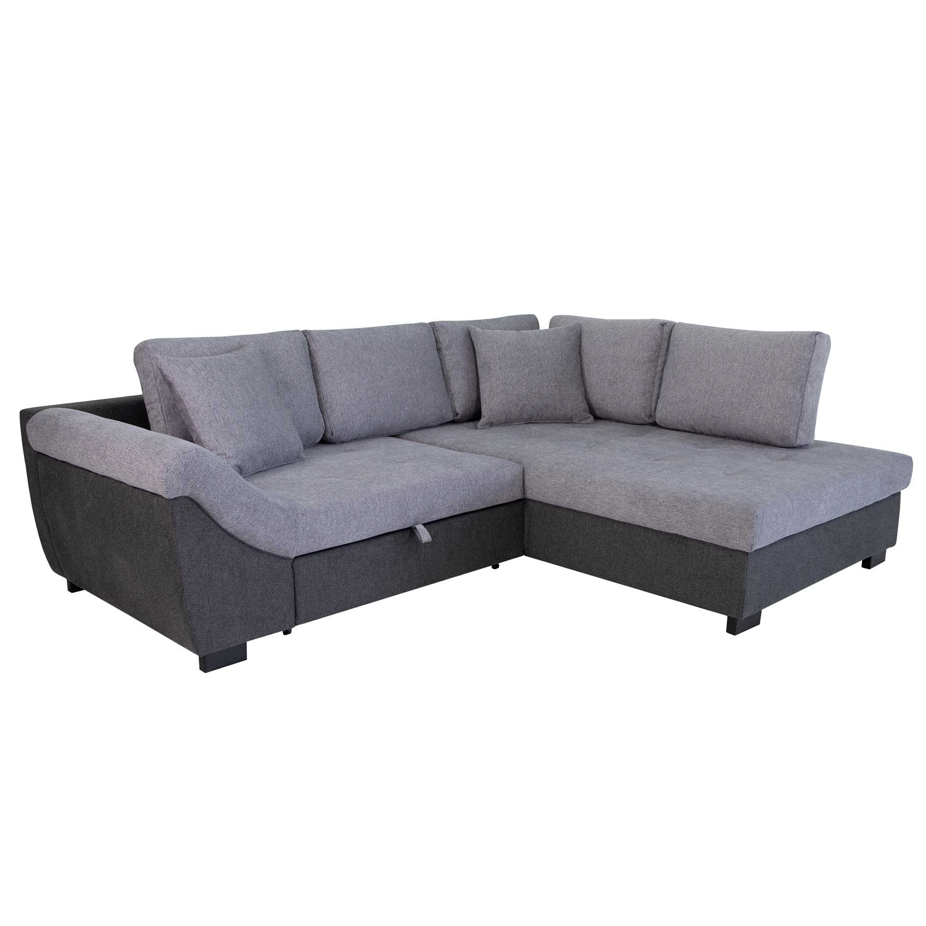 Ecksofa - graphite-grey - Liegefunktion - Webstoff/Strukturgewebe - Ottomane rechts