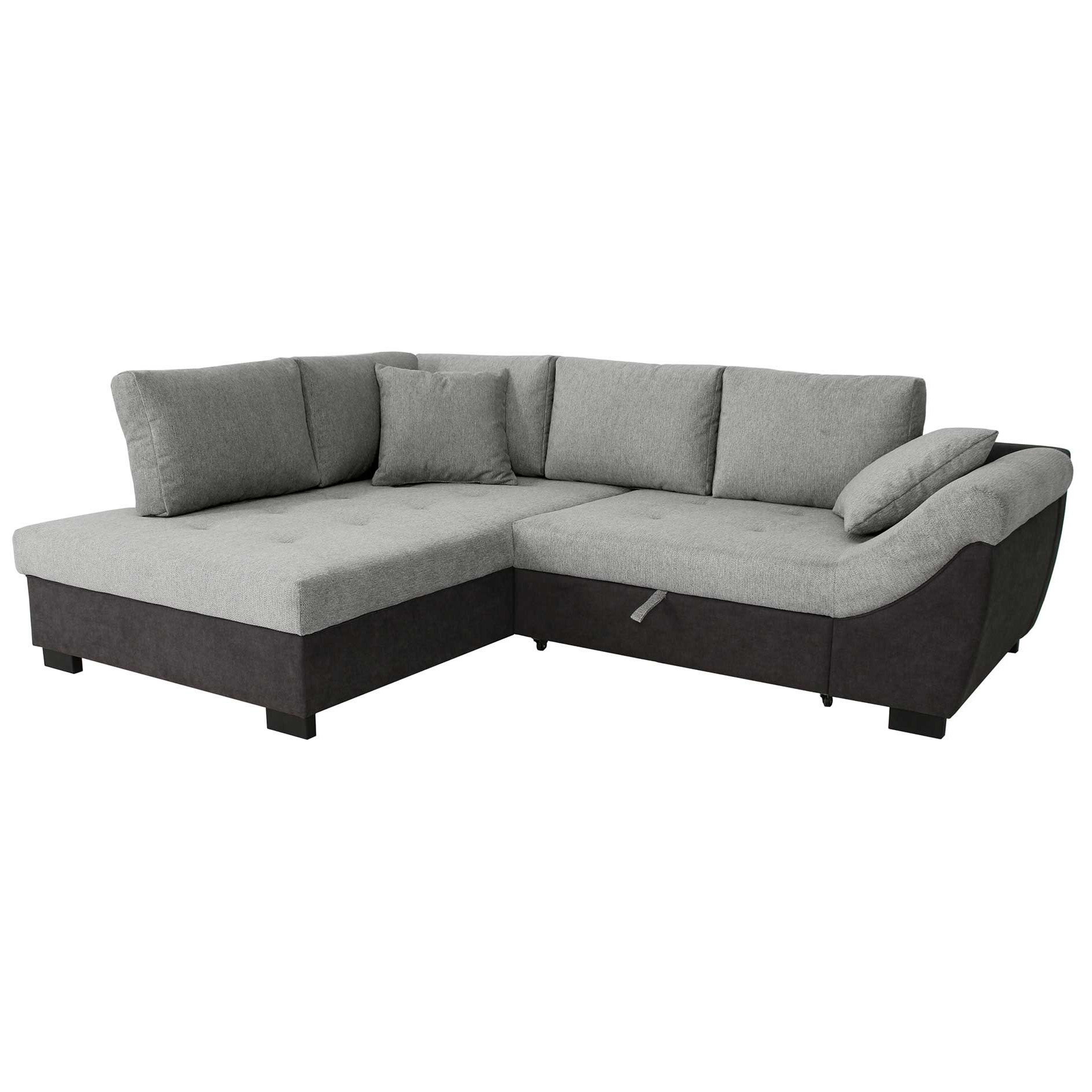 Ecksofa - graphite - light grey - Liegefunktion - Microfaser/Strukturgewebe - Ottomane links