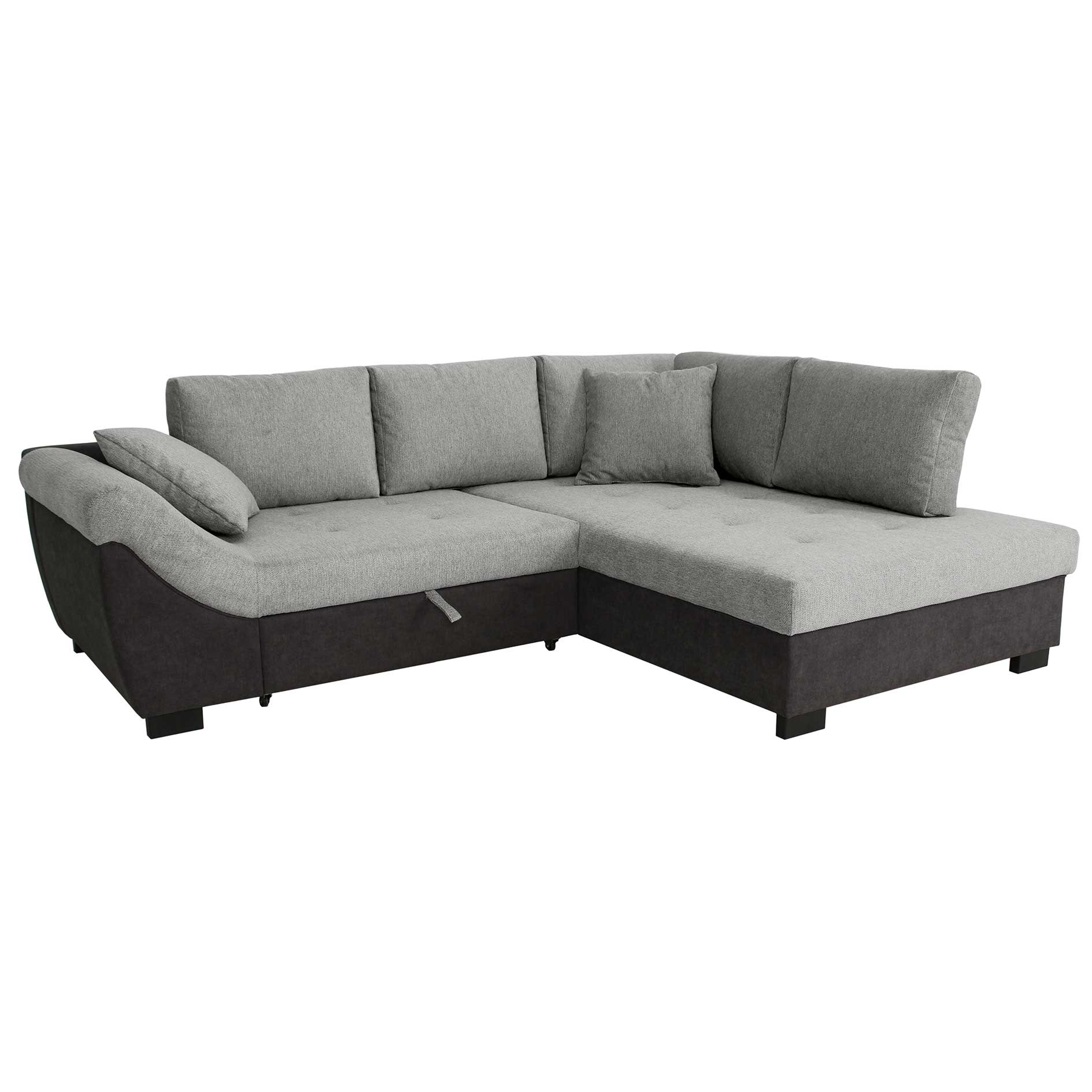 Ecksofa - graphite - light grey - Liegefunktion - Microfaser/Strukturgewebe - Ottomane rechts
