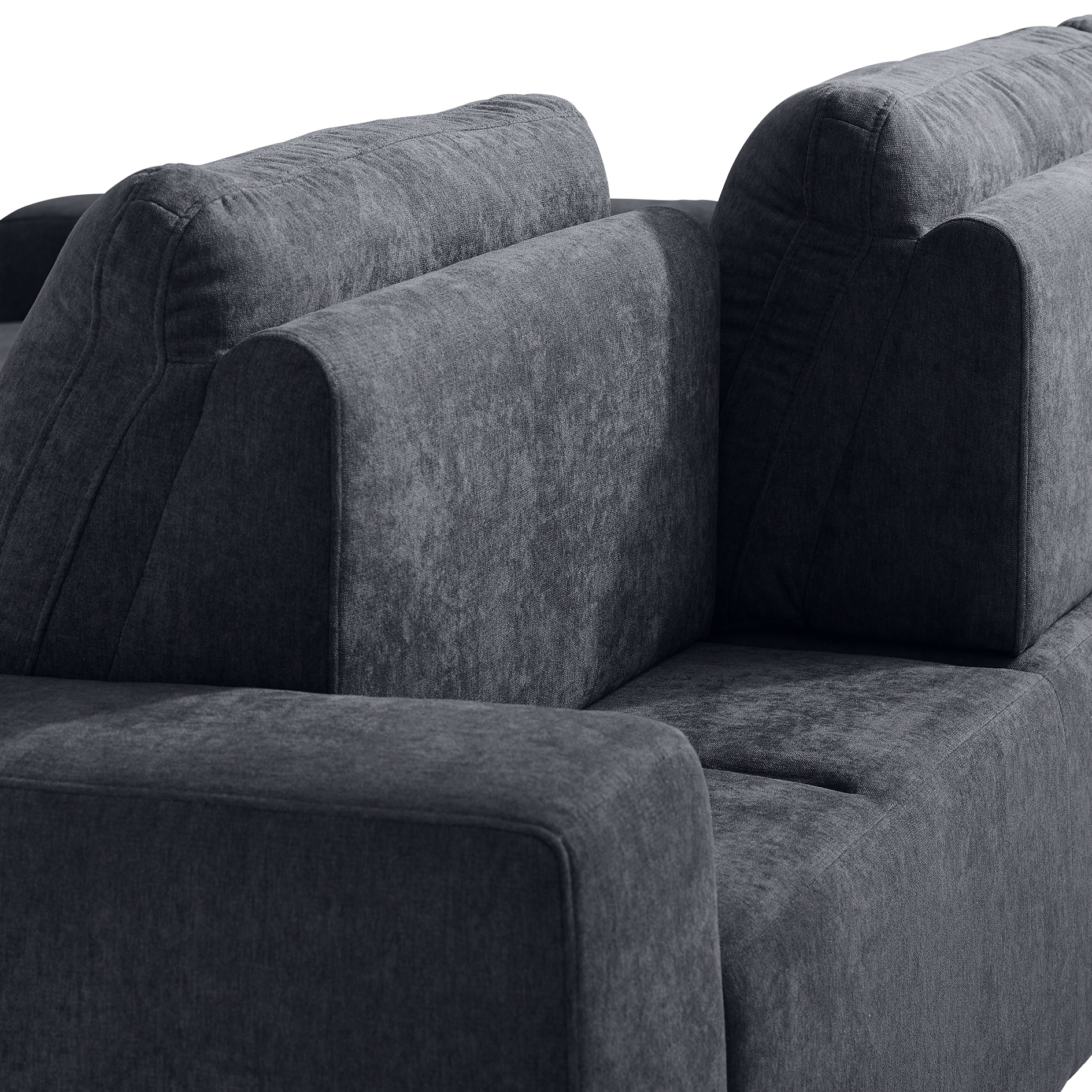 Ecksofa - graphite - Staukasten - Rückenverstellung - Longchair links