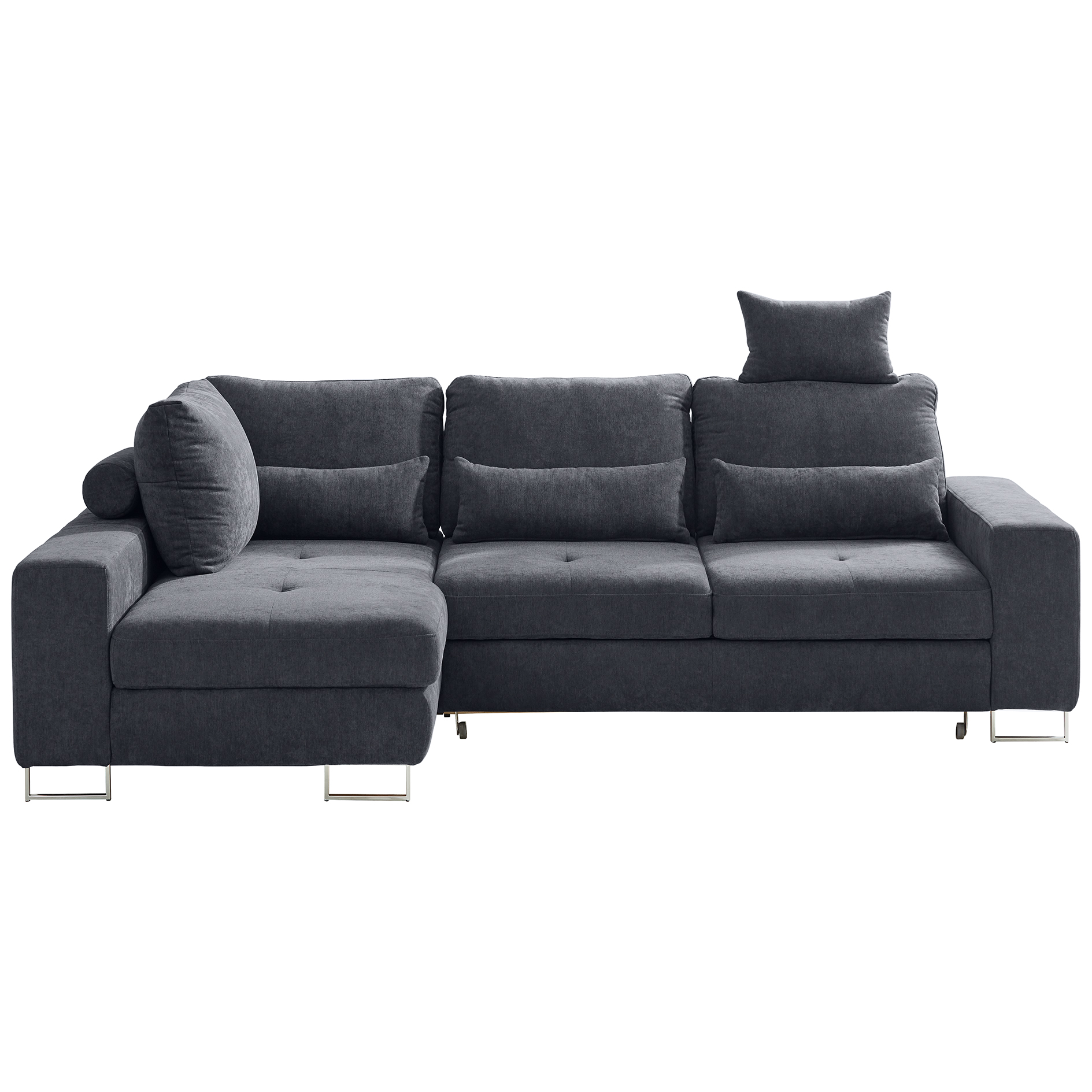 Ecksofa - graphite - Staukasten - Rückenverstellung - Longchair links