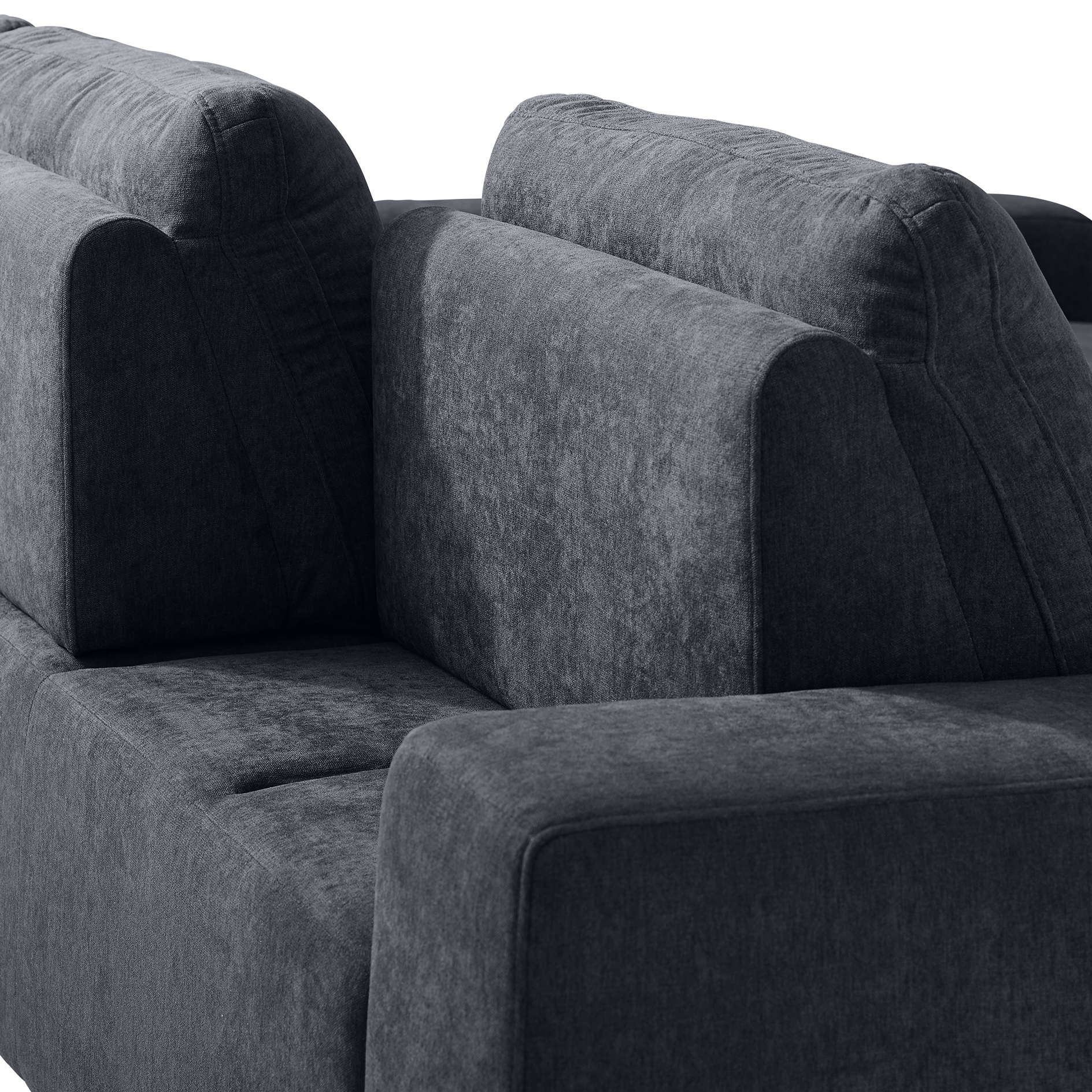 Ecksofa - graphite - Staukasten - Rückenverstellung - Longchair rechts
