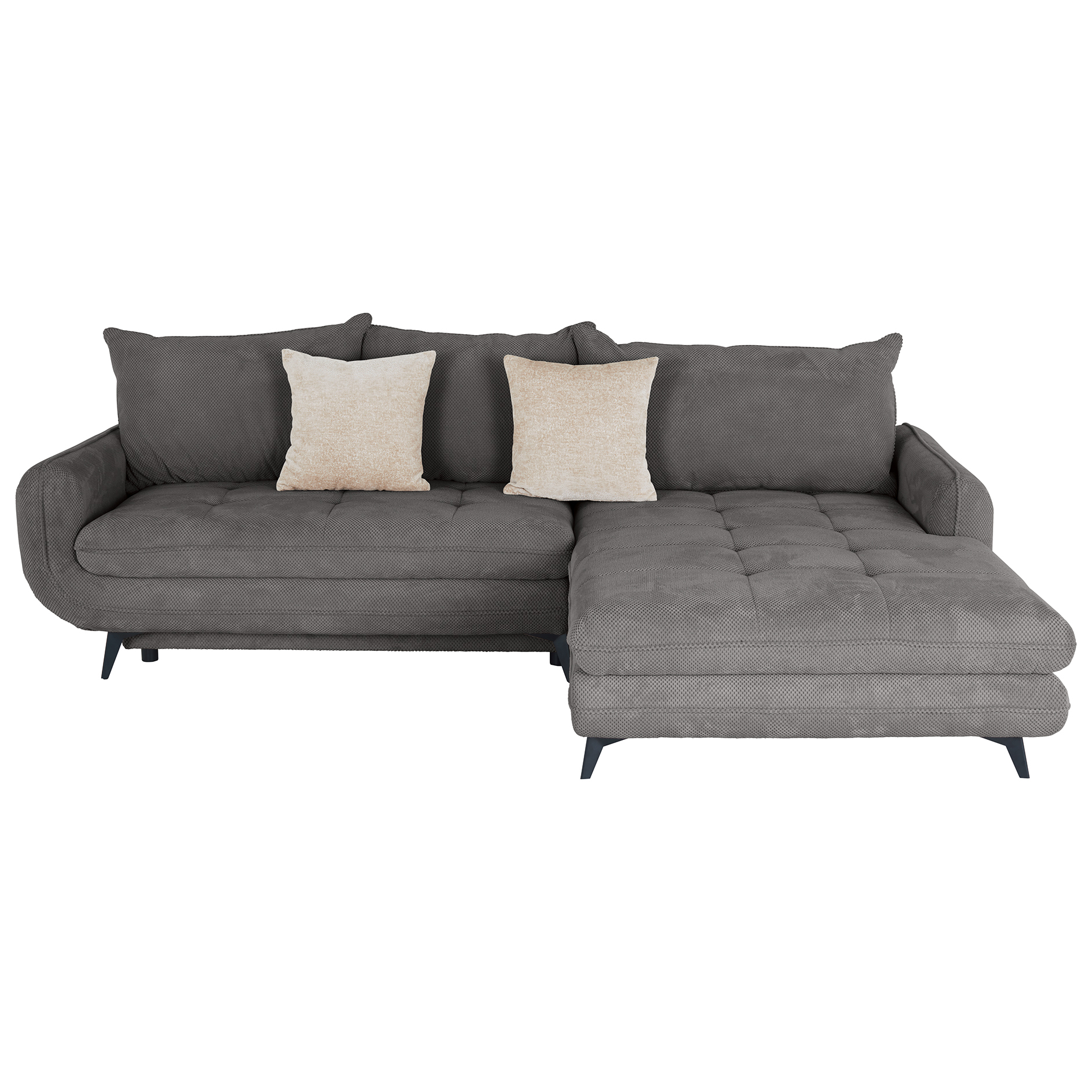 Ecksofa - grau - Liegefunktion und Staukasten - Ottomane rechts