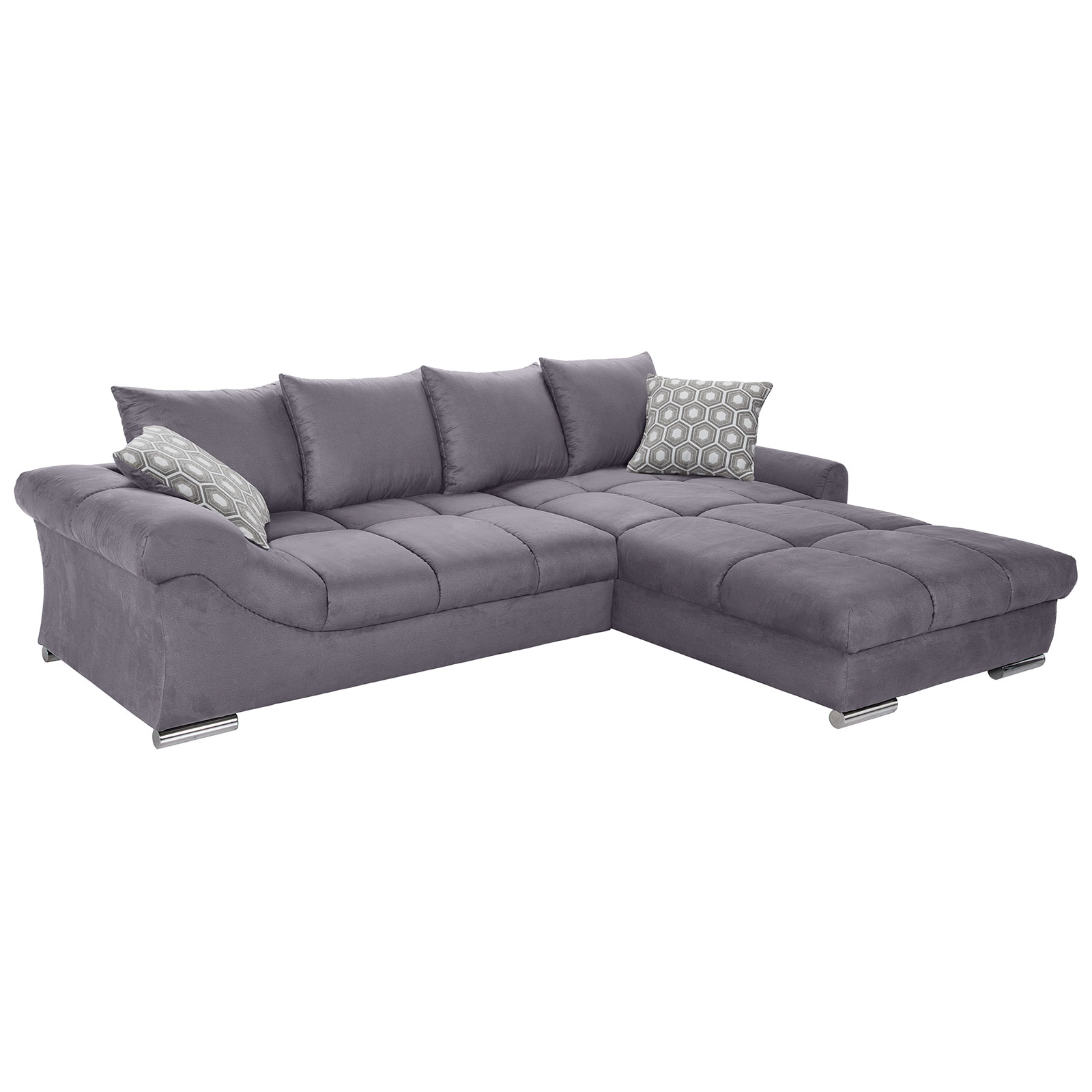 Ecksofa - grau - Microfaser - inklusive Kissen