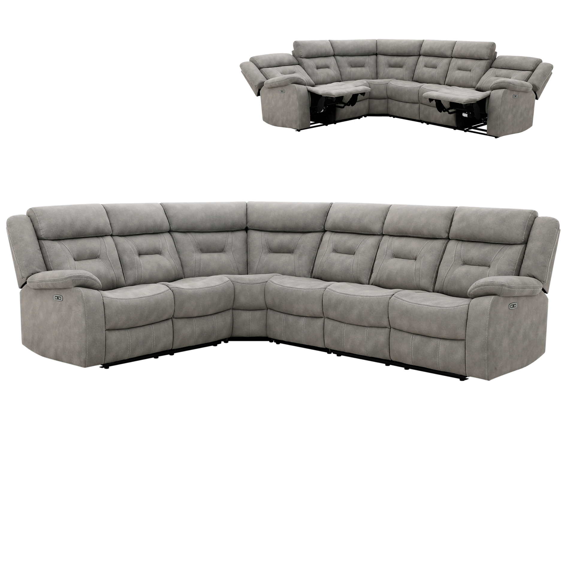 Ecksofa - grau - Microfaser - mit Motor - Relaxfunktion