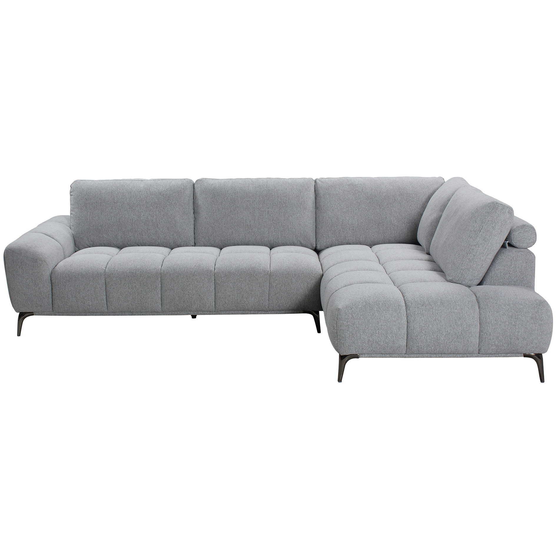 Ecksofa - grau - mit Rückenkissen - Webstoff