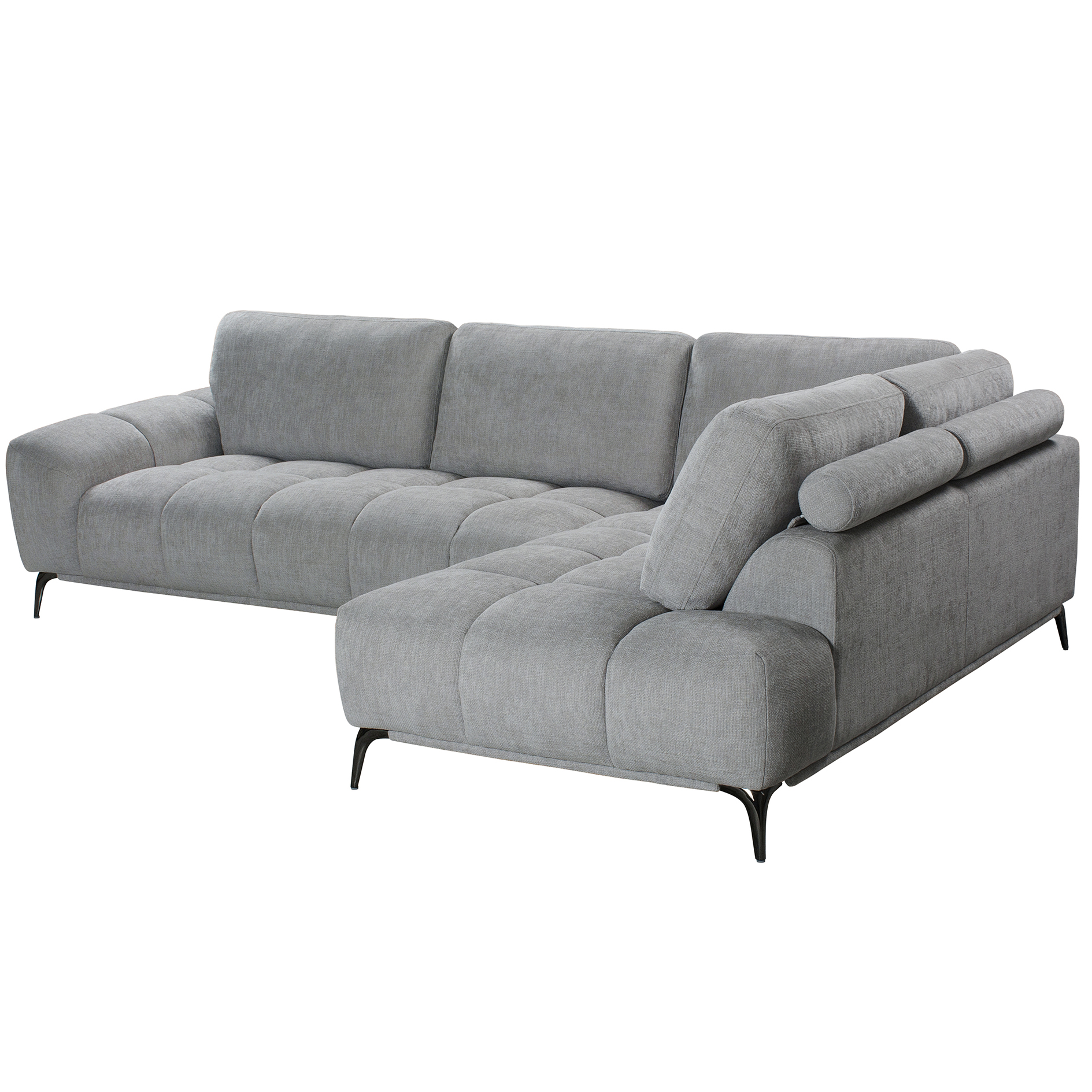 Ecksofa - grau - mit Rückenkissen - Webstoff