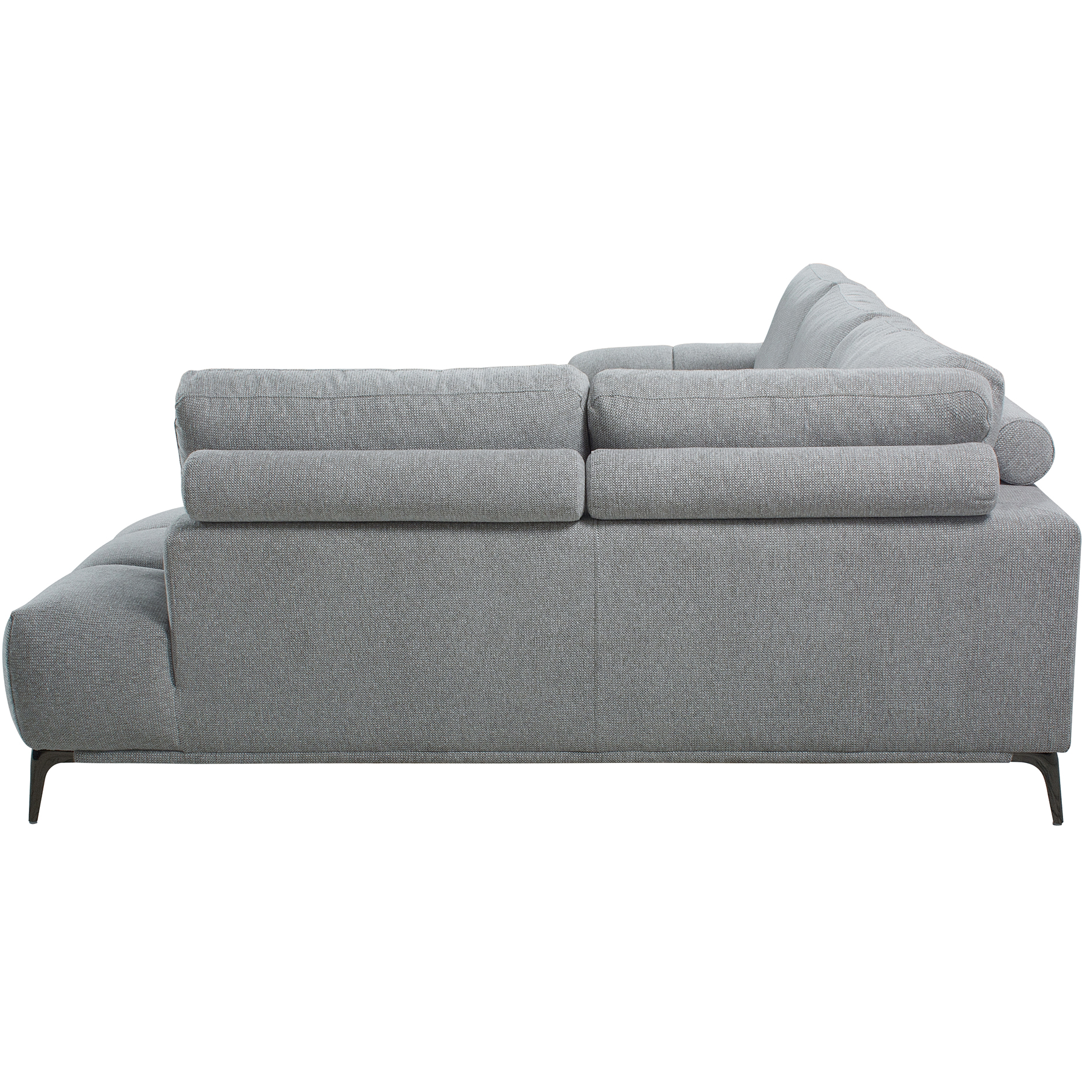 Ecksofa - grau - mit Rückenkissen - Webstoff