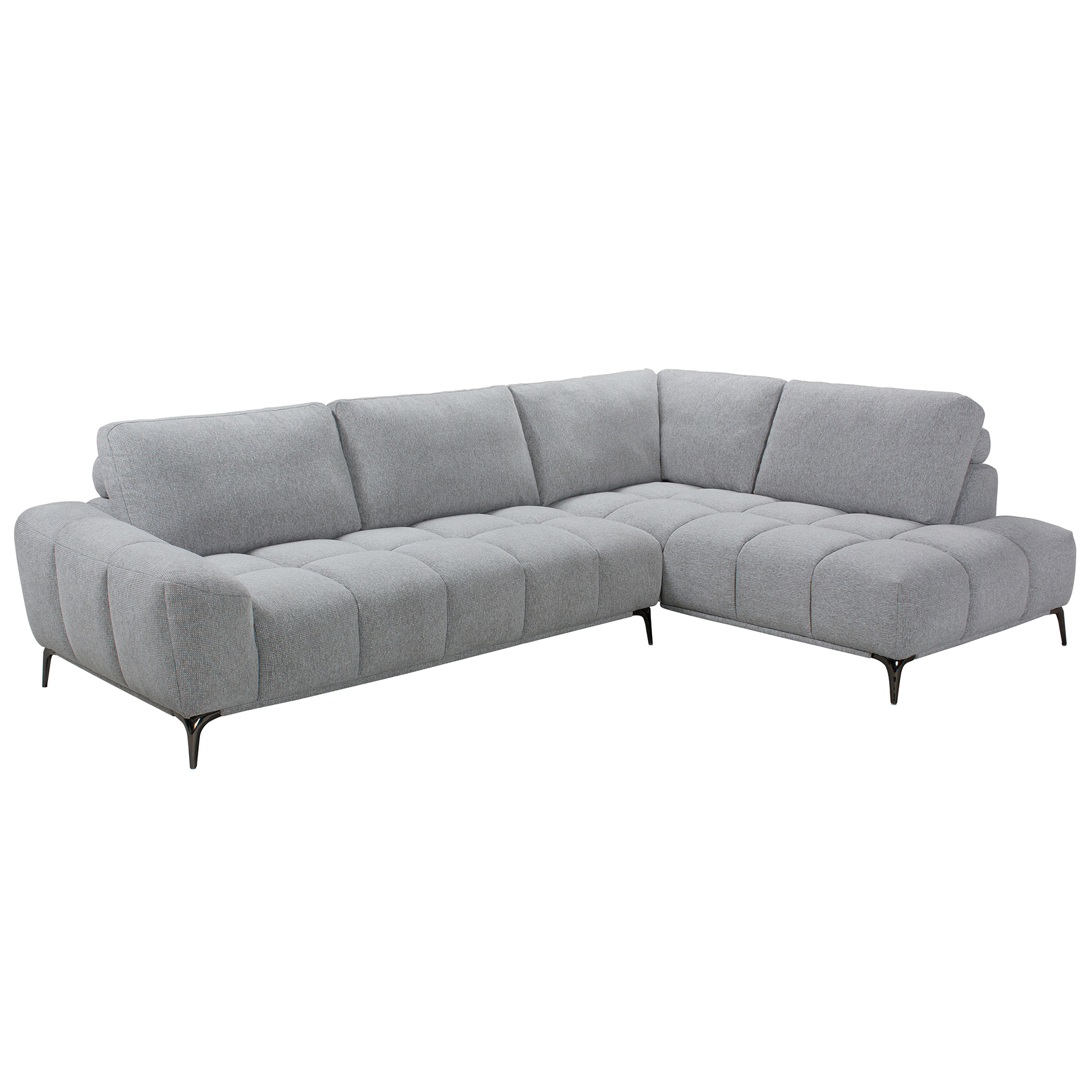 Ecksofa - grau - mit Rückenkissen - Webstoff